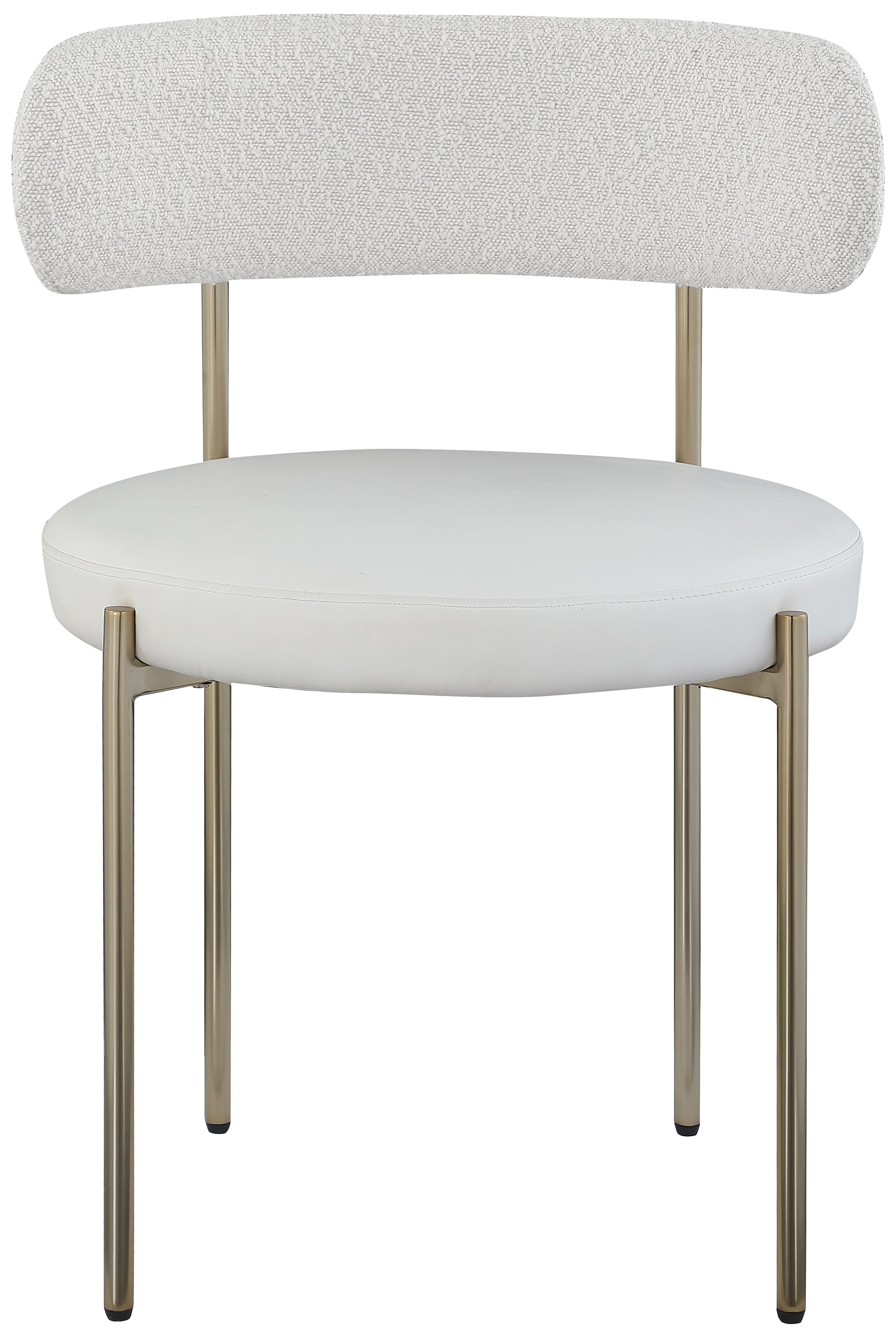 Vegan Leather & Boucle Fabric Dining Chair - Modern Comfortable Kitchen & Dining Room Seating for Home & Office Use
