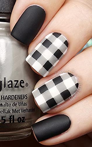 DIY French Tip Nail Art Stickers - Mapperz Plaid Form Fringe Stencils & Line Guides for Manicure (Pack of 2) | Perfect for Home Nail Salon, Party Makeup & Gift for Women & Girls