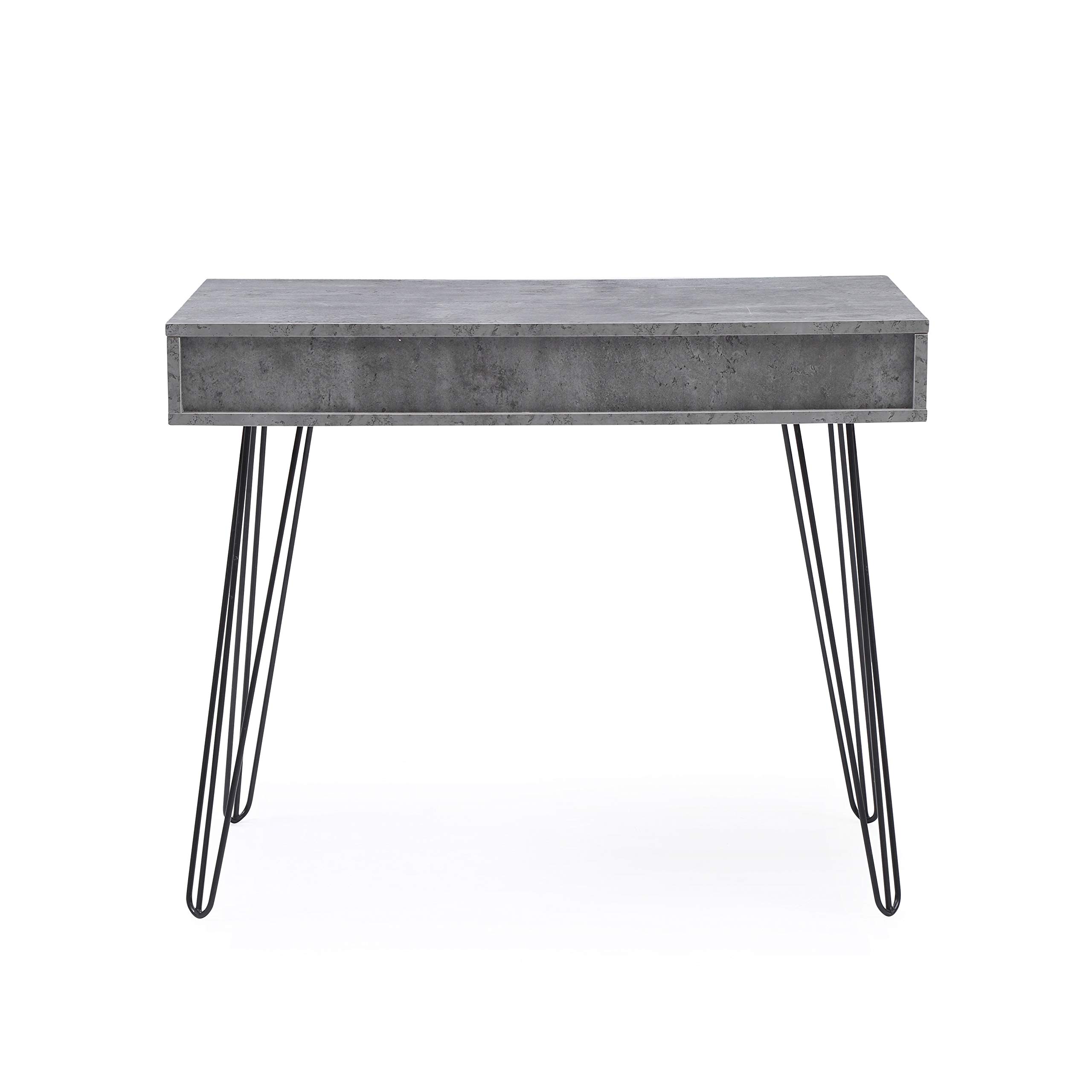 Modern Small Desk with Drawers - Laurel Computer Desk for Bedroom, Home Office & Dorm | Stylish Writing Table with Marble Design | Perfect for Study, Work & Vanity (Gray)