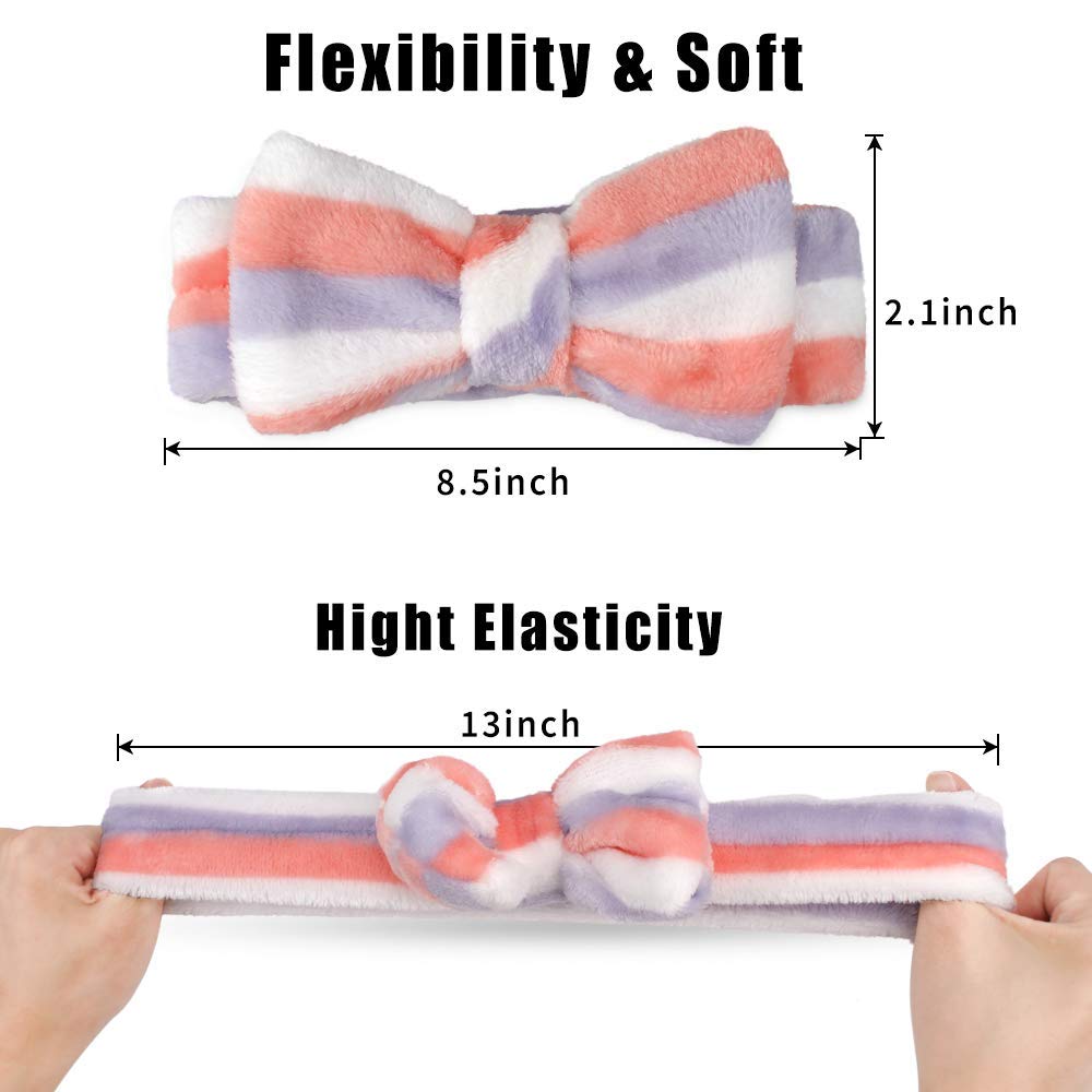 Araluky 3 Pack Soft Microfiber Bow Hair Band for Women & Girls - Spa, Skincare, Washing Face, Shower & Bath - Terry Cloth Fuzzy Headband with Bowknot Design | Perfect for Makeup, Facial Care & Relaxation