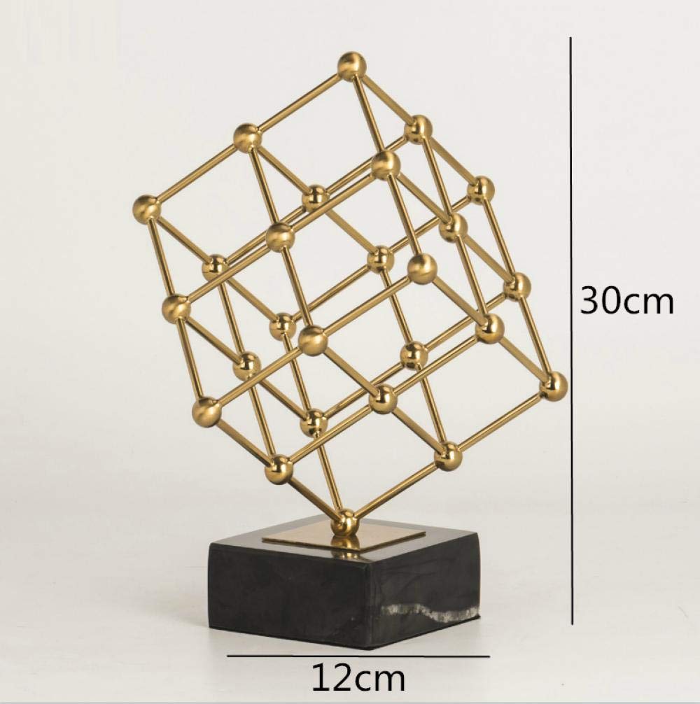 Modern Abstract Geometric Metal Sculpture Statue - Gold Miniature Figurine for Home & Office Desktop Decoration | Unique Handcrafted Art Piece for Living Room, Bookshelf, or Gift
