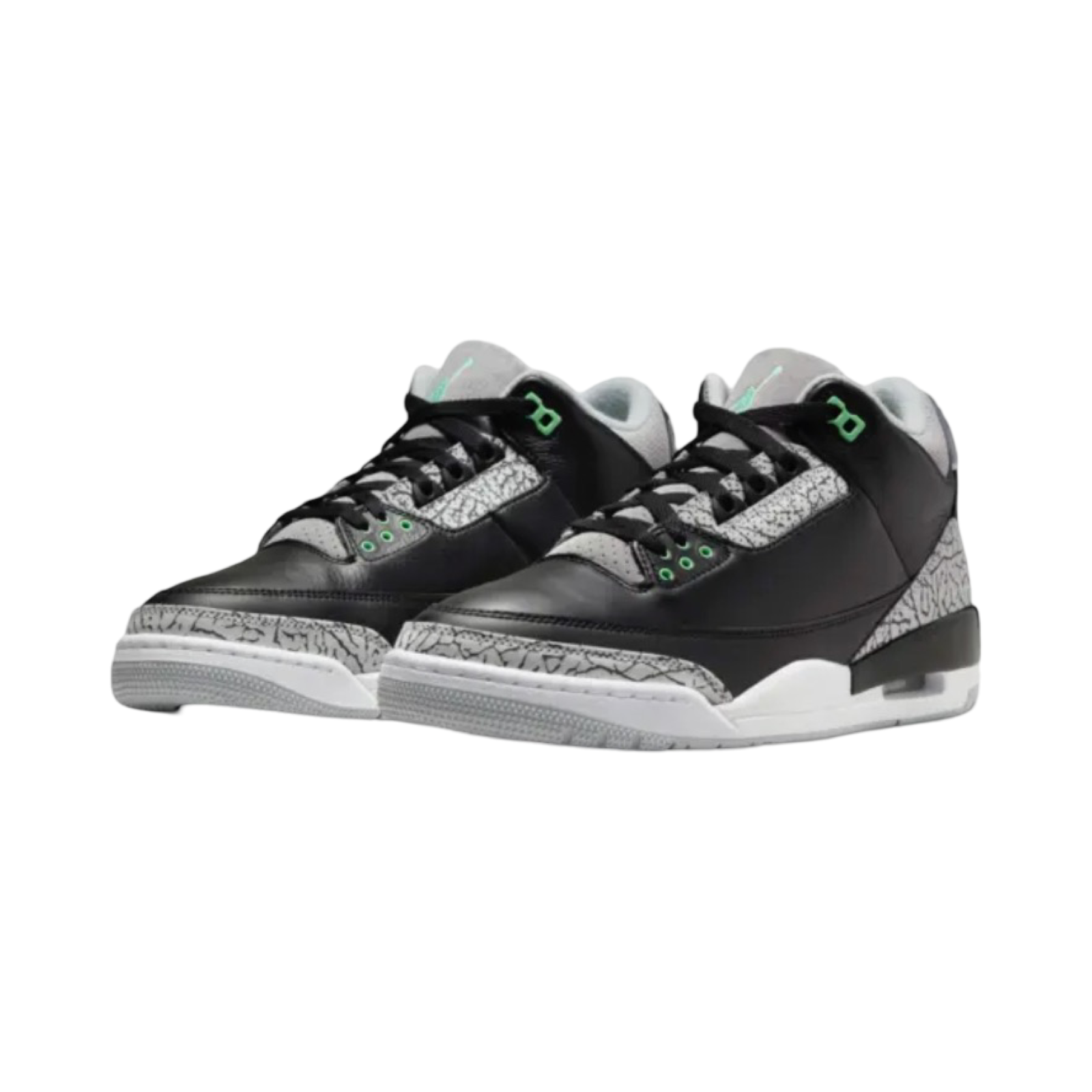 Air Jordan 3 Retro Green Glow Wolf Grey Sneakers - Men's Basketball Shoes for Casual Wear & Street Style