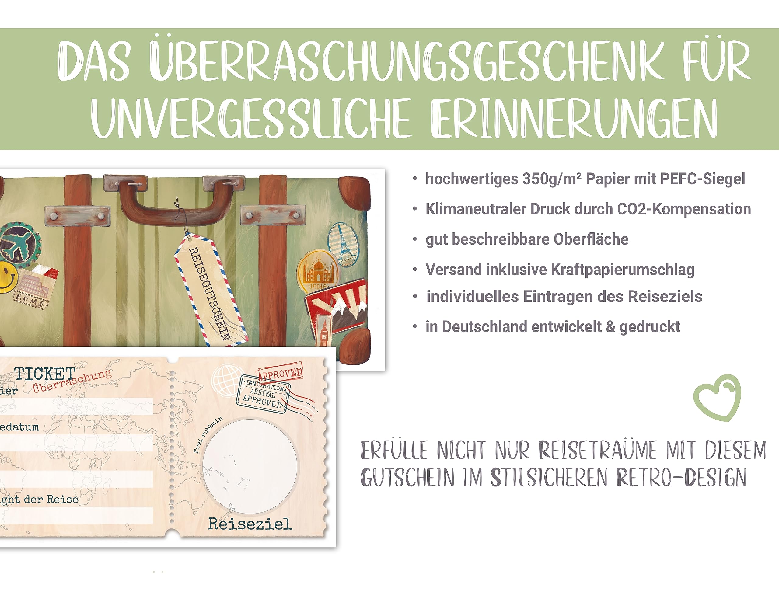 PICTALOO Personalized Travel Voucher Gift Card with Scratch Sticker - Unique Holiday & Flight Ticket Surprise for Birthdays, Anniversaries & Special Occasions - Perfect Money Gift for Travel Lovers