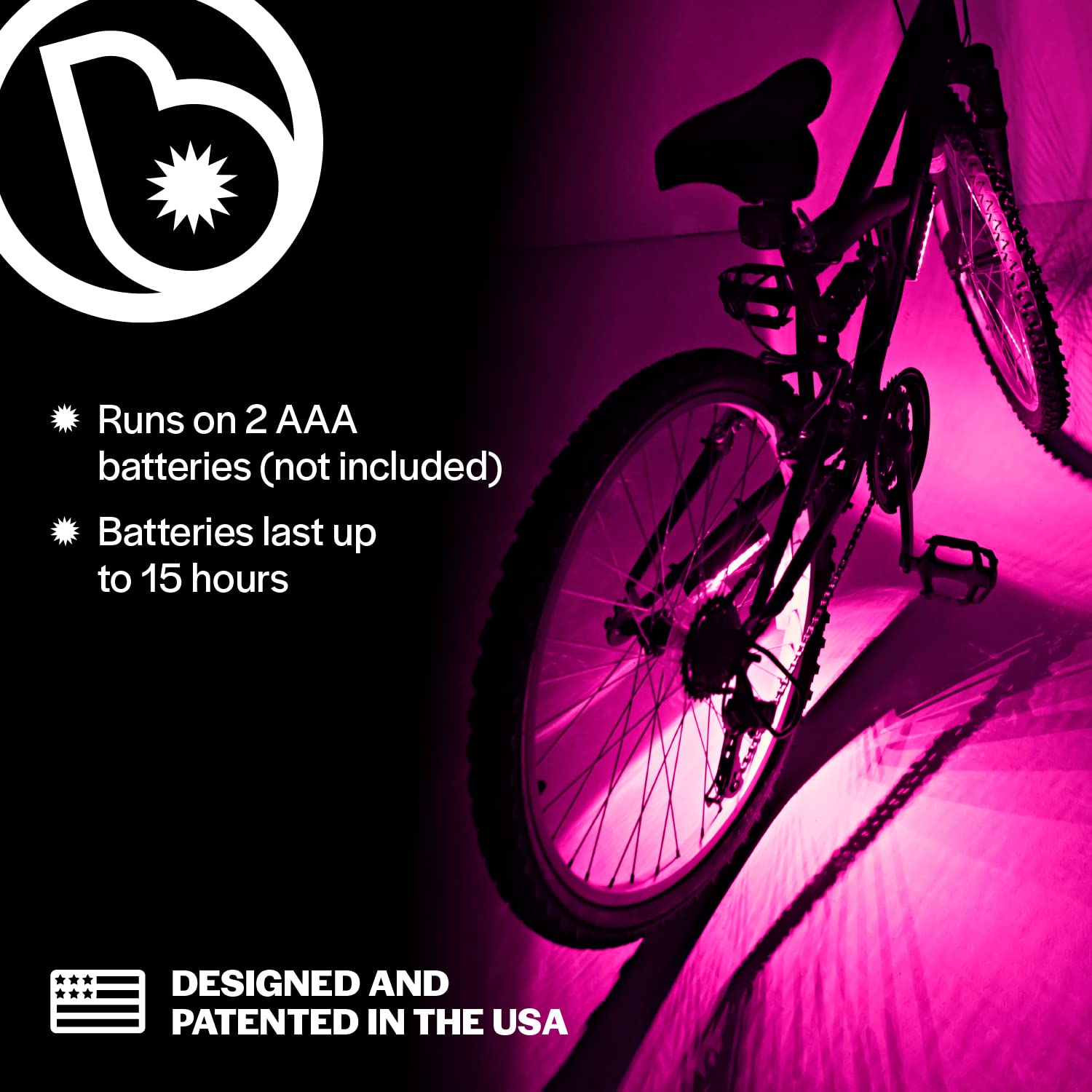 Brightz GoBrightz LED Bike Frame Light - 4 Modes (Flashing/Steady) for Night Cycling Safety - Waterproof Bicycle Accessories for Kids, Teens & Adults - Perfect for Commuting, Evening Rides & Outdoor Adventures
