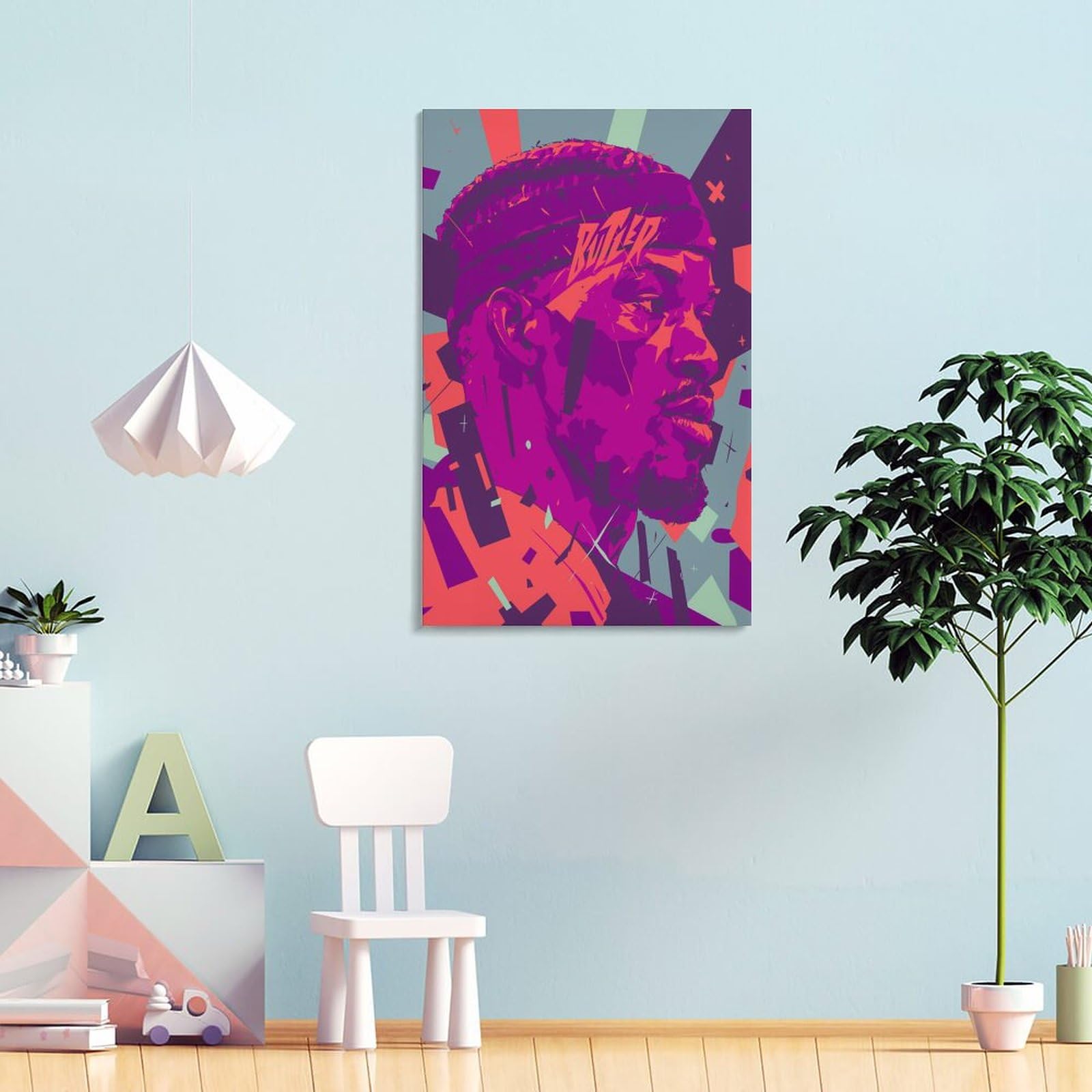 DLUCCA Jimmy Butler Basketball Poster - 24x36inch (60x90cm) NBA Superstar Wall Art, Canvas Print for Home Decor, Bedroom, Office & Man Cave - Perfect Gift for Basketball Fans & Sports Lovers