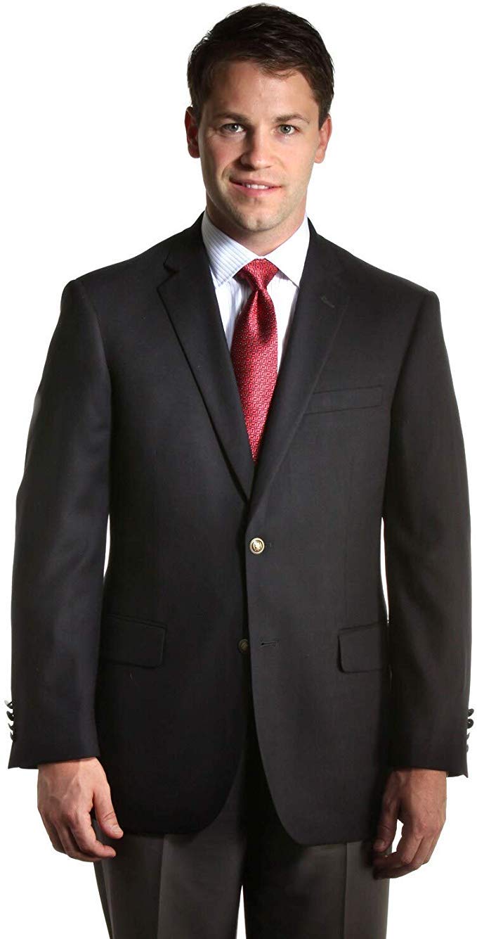 Premium Big & Tall Black Wool Classic Blazer for Men - Sizes 72 Portly, Regular, Short, Long & Extra Long | Formal Office Wear, Business Attire & Special Occasions