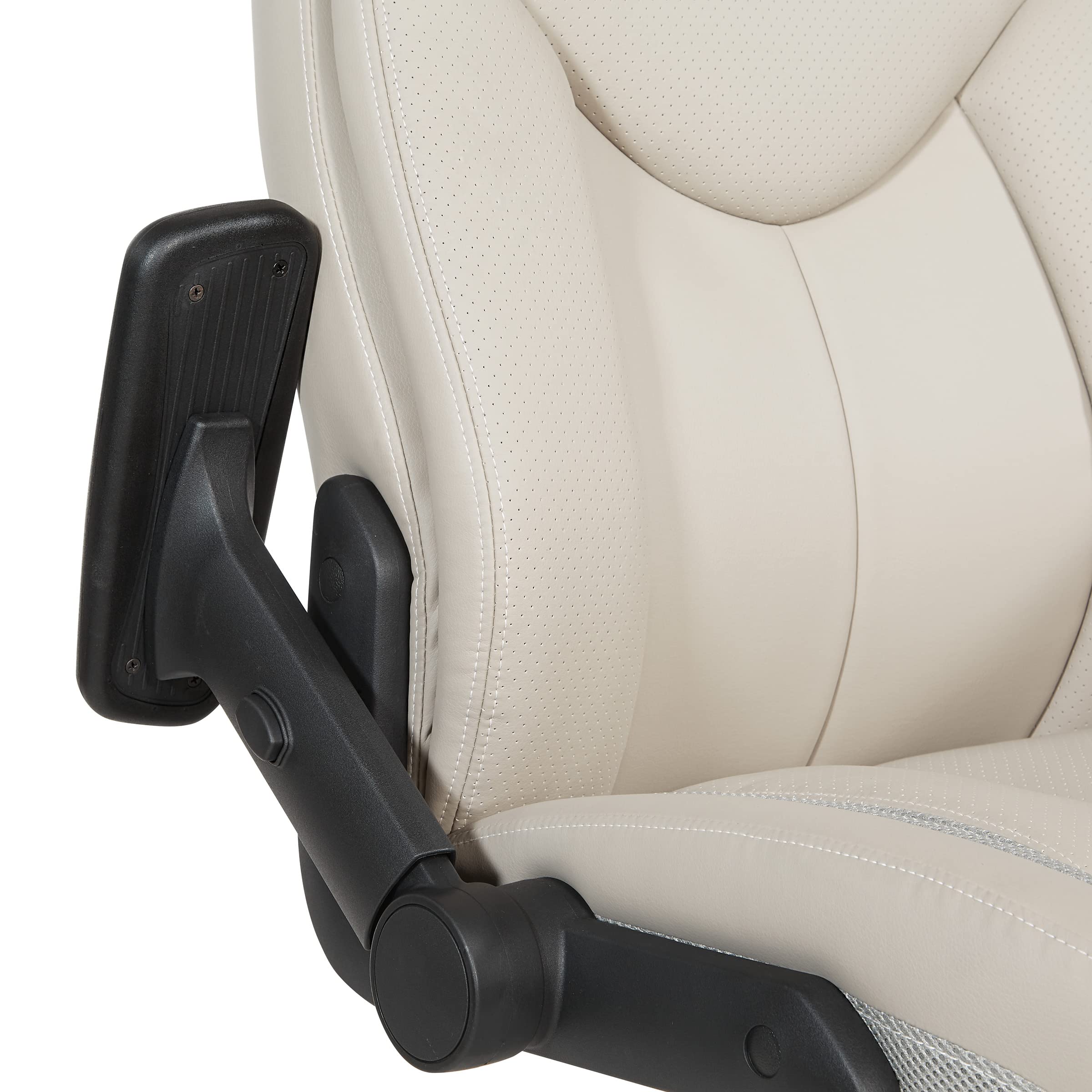Office Star Executive High Back Bonded Leather Office Chair with Thick Padded Seat & Adjustable Height - Flip Arms, Taupe - Perfect for Home Office, Conference Rooms & Executive Workspaces