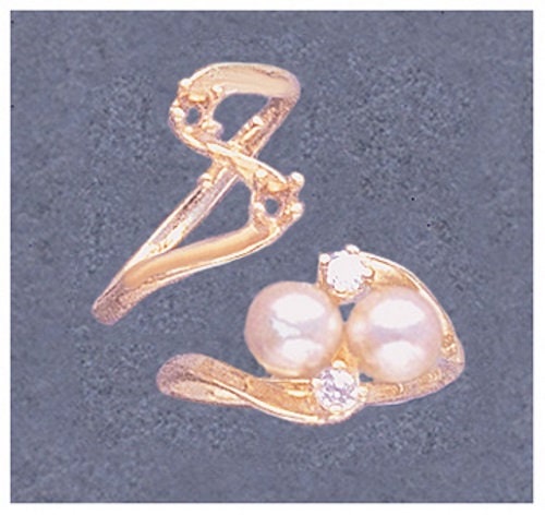 Solid Sterling Silver or 14kt Gold 4-8mm Half Drilled Double Pearl Accent Blank Ring Size 5-8 - Perfect for Jewelry Making, DIY Crafting & Bridal Accessories