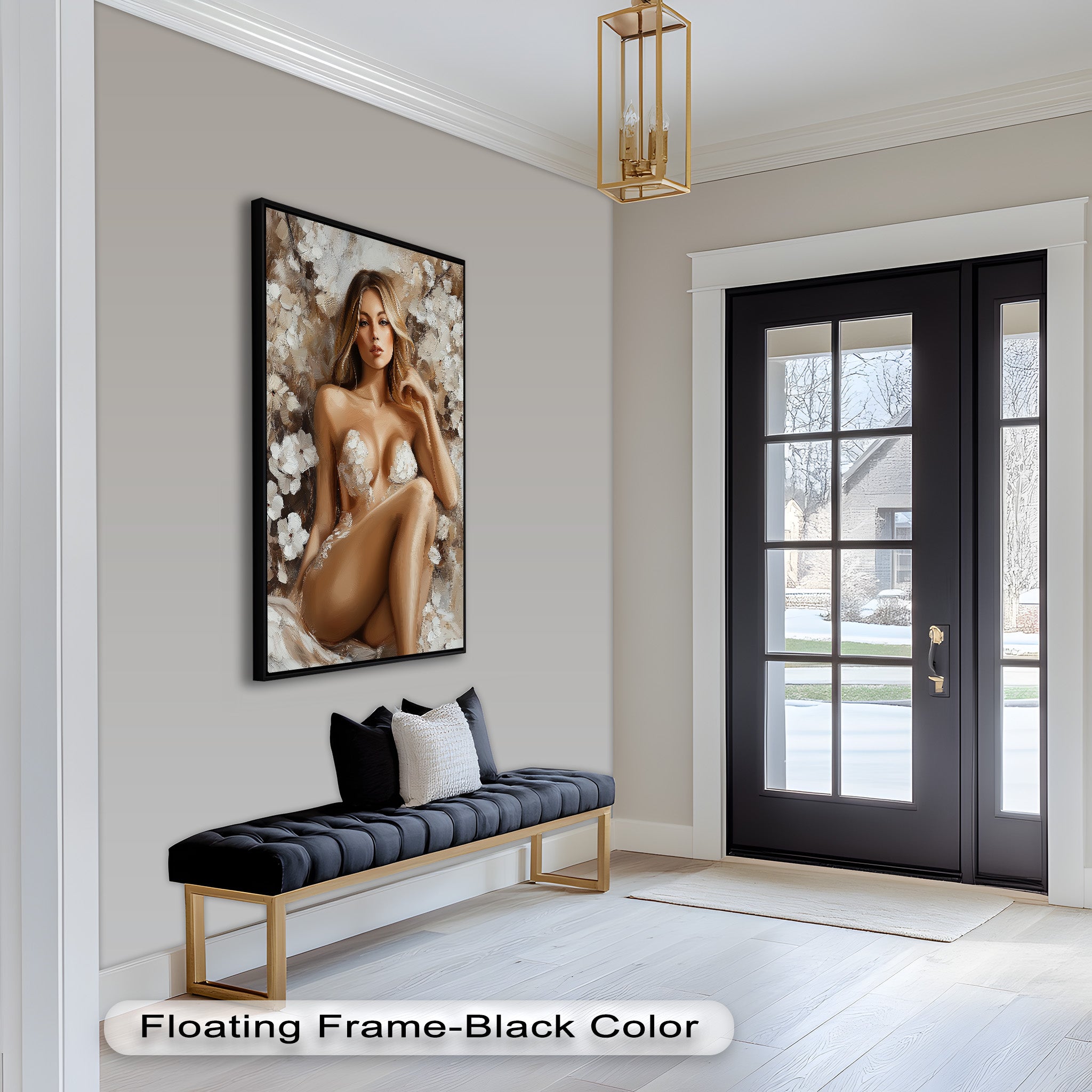 Blossom Muse Romantic Nude Oil Painting - Handmade Canvas Art for Home Decor, Bedroom & Living Room Wall Art