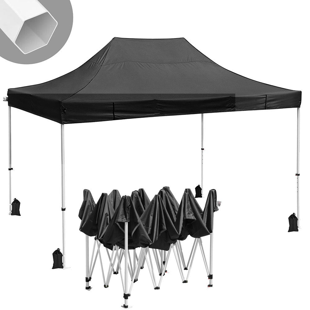 InstaHibit Waterproof 10x15 Commercial Pop Up Canopy Tent - CPAI-84 Fire Retardant Instant Shelter for Outdoor Events, Farmers Markets & Beach Use