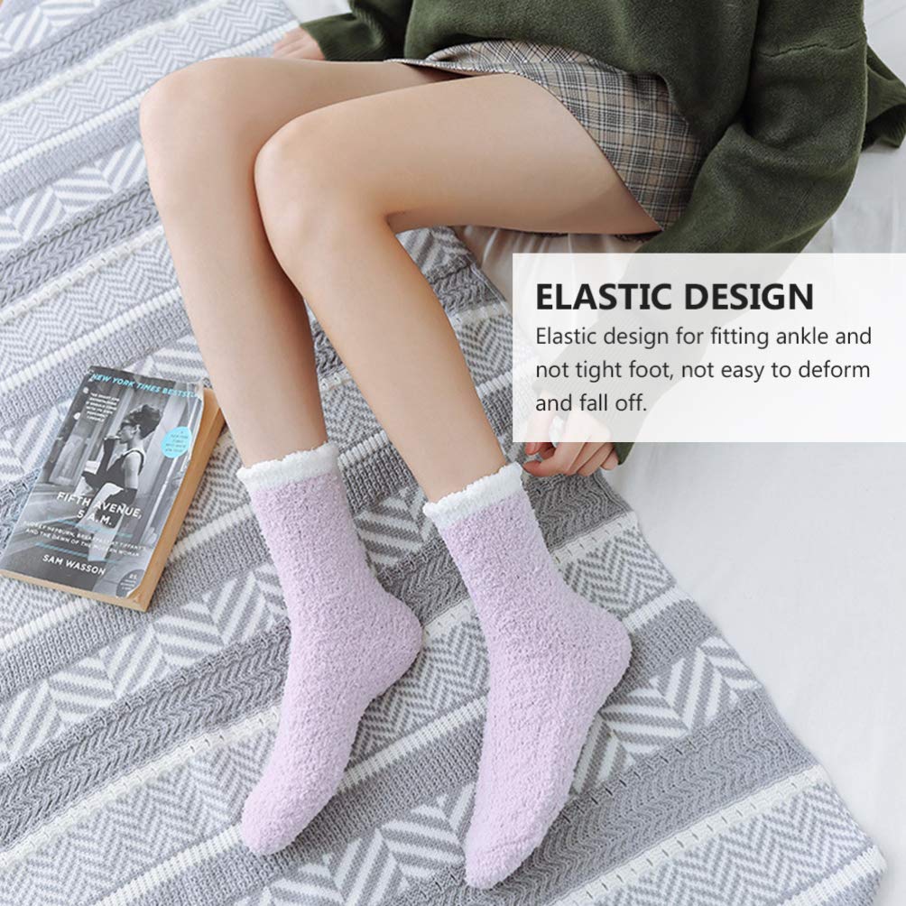 ABOOFAN 5 Pairs Women's Coral Fleece Socks - Soft Fluffy Crew Socks, Warm Winter Slipper Socks for Women, Cozy Boot Socks for Home, Office and Outdoor Activities