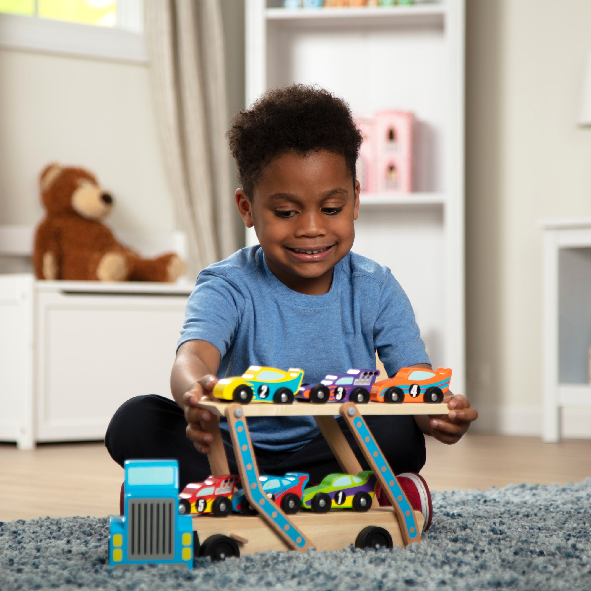 Mega Race Car Carrier Toy - 12-Piece Die-Cast Vehicle Transport Set for Kids - Perfect for Playtime, Birthday Gifts & Collectors (Ages 3+) | Great for Racing Games, Travel Toys & Display Shelves