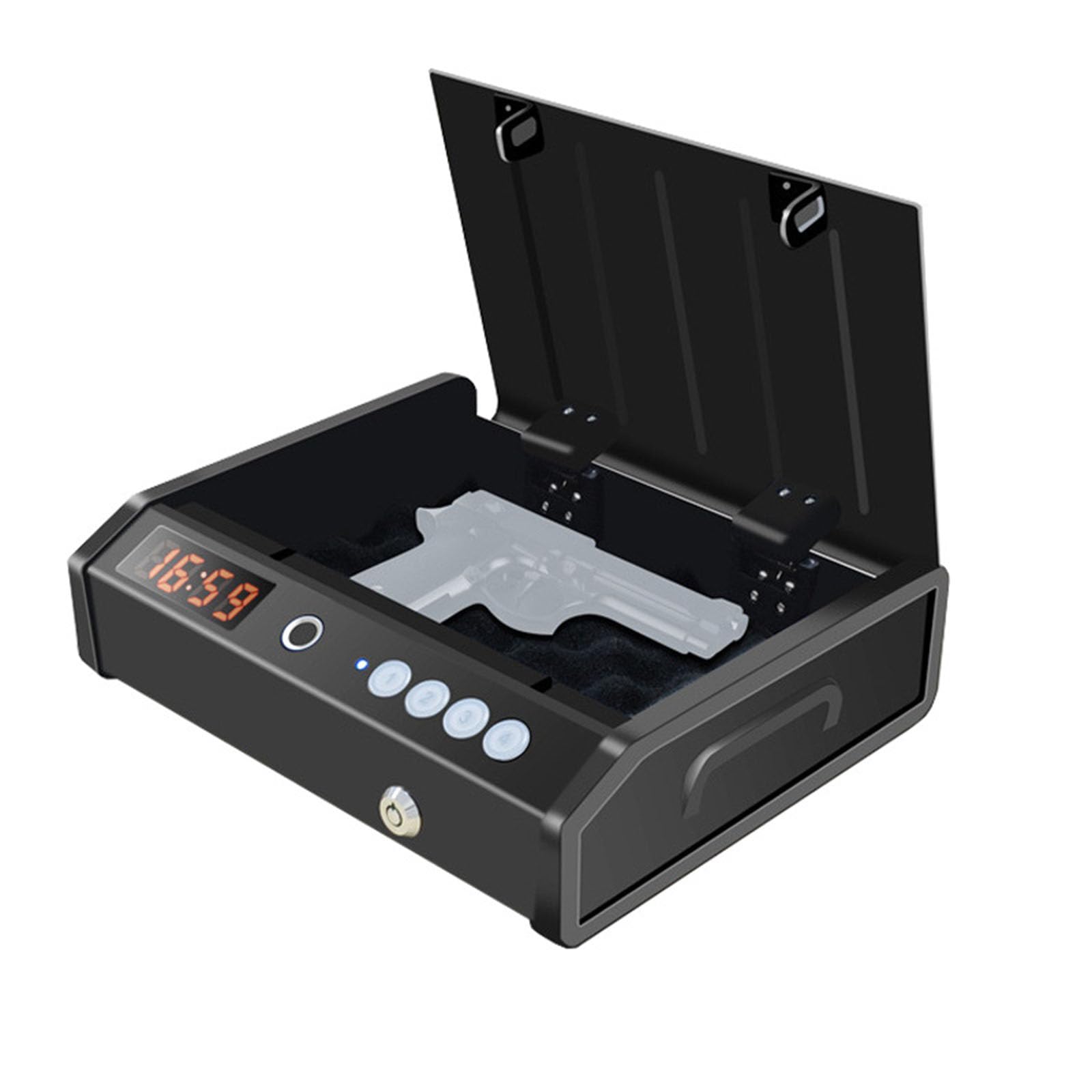 Biometric Gun Safe - Portable Fingerprint & Keypad Lock Security Box for Pistols, Cash, Jewelry - Home, Car & Office Use - Secure Handguns, Valuables & Documents