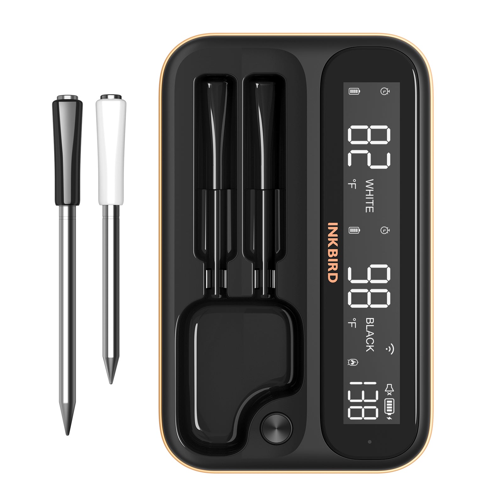 Wireless Meat Thermometer with WiFi & Bluetooth - Digital Cooking Thermometer for Grilling, Smoking, BBQ - INT 12 BW - Perfect for Indoor & Outdoor Cooking