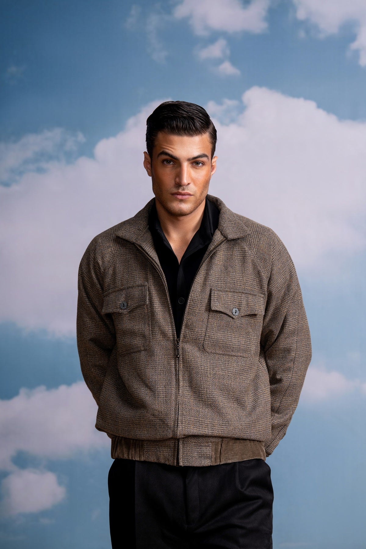 Stylish Brown Checkered Bomber Jacket for Men - Trendy Casual Outerwear for Fall & Winter Fashion | Perfect for Streetwear, Daily Outfits, and Layering