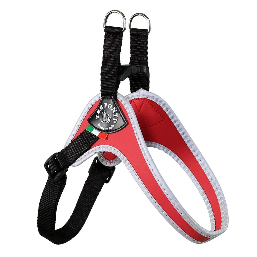 Tre Ponti Small Dog Harness with Adjustable Belly Strap - 3.5cm Red Pet Safety Vest for Puppies & Toy Breeds | Perfect for Walking, Training & Outdoor Adventures