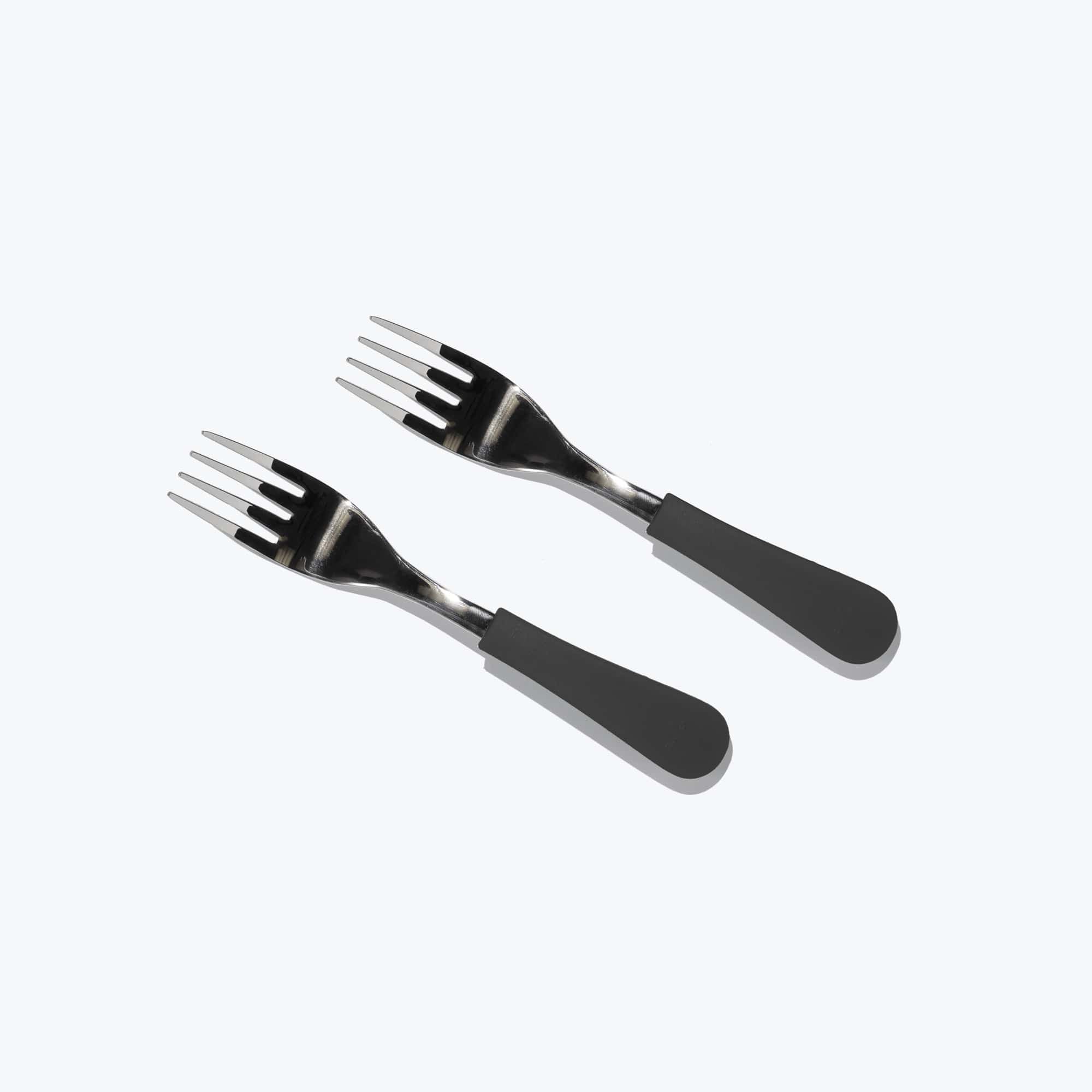 Avanchy Stainless Steel Baby Forks - 2 Pack, Black - Perfect for Toddler Mealtime & Self-Feeding Practice