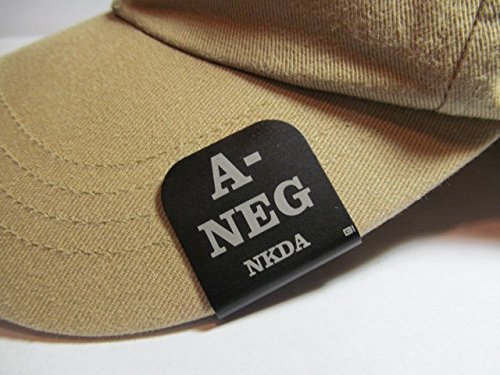 A-NEG Blood Type Laser Etched Hat Clip - Black Emergency Medical ID for First Responders & Outdoor Enthusiasts