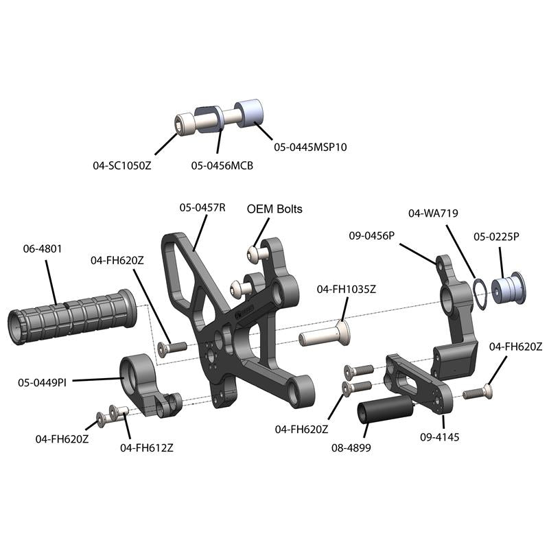 Yamaha R6 Rearset STD Shift - High-Performance Rearset Footpegs for Yamaha R6 Motorcycle | Perfect for Racing, Track Days & Performance Upgrades