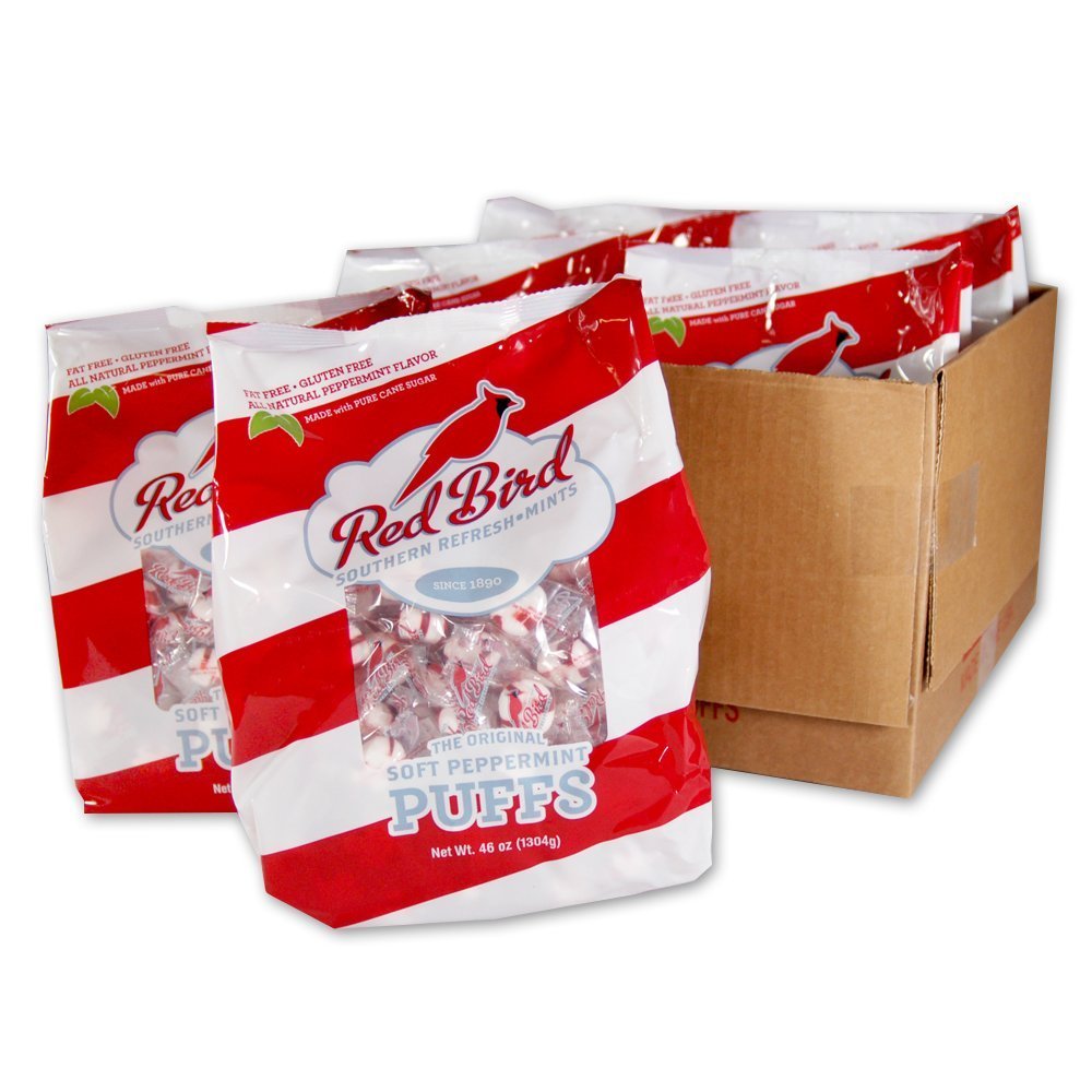 Premium Red Bird Soft Peppermint Candy Mints - Individually Wrapped Bulk Mints (46oz Bag, Case of 6) - Perfect for Office Snacks, Party Favors & Holiday Treats