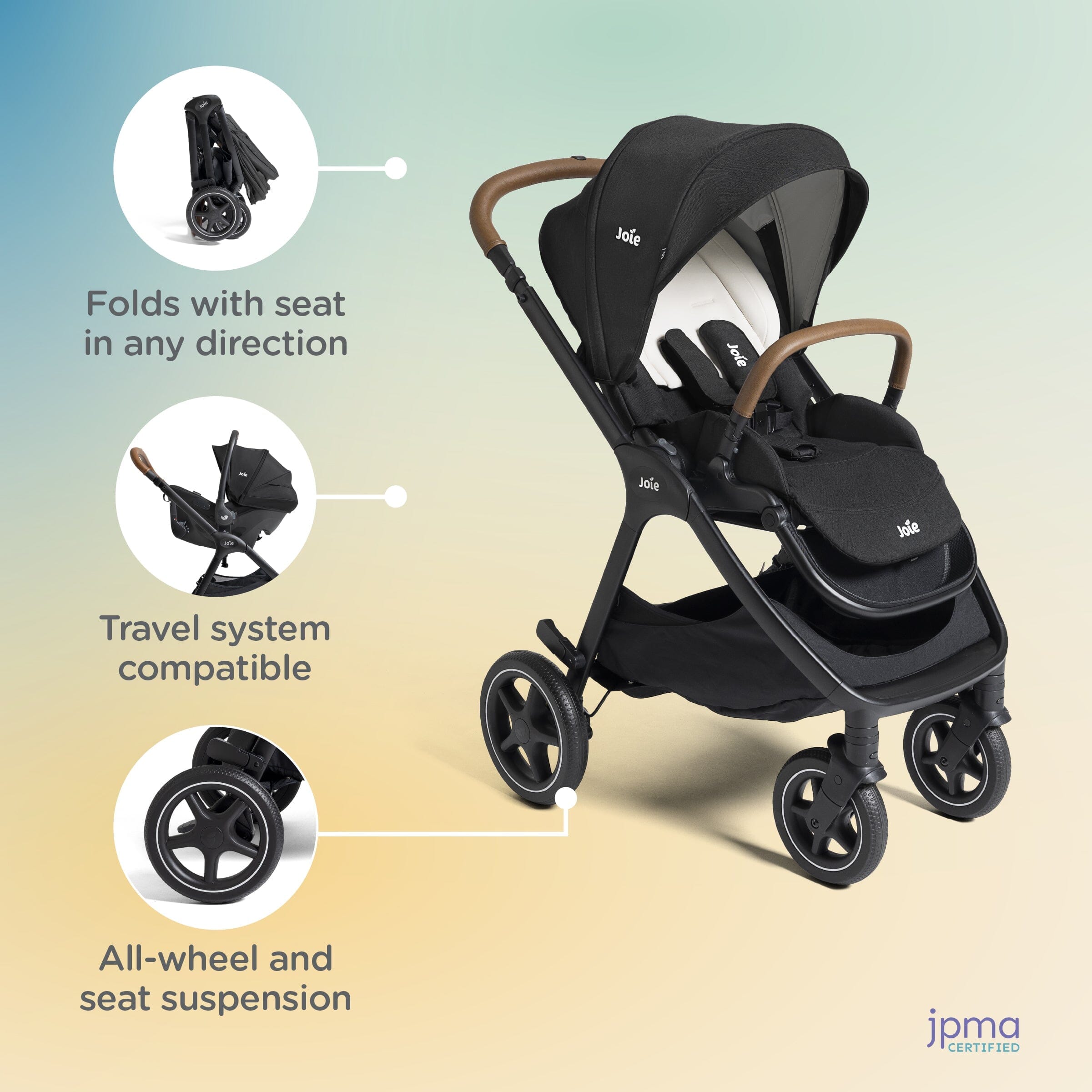 Joie Baby Kava and Rue Travel System - Lightweight Stroller & Car Seat Combo for Newborns to Toddlers | Perfect for Travel, Shopping & Daily Outings