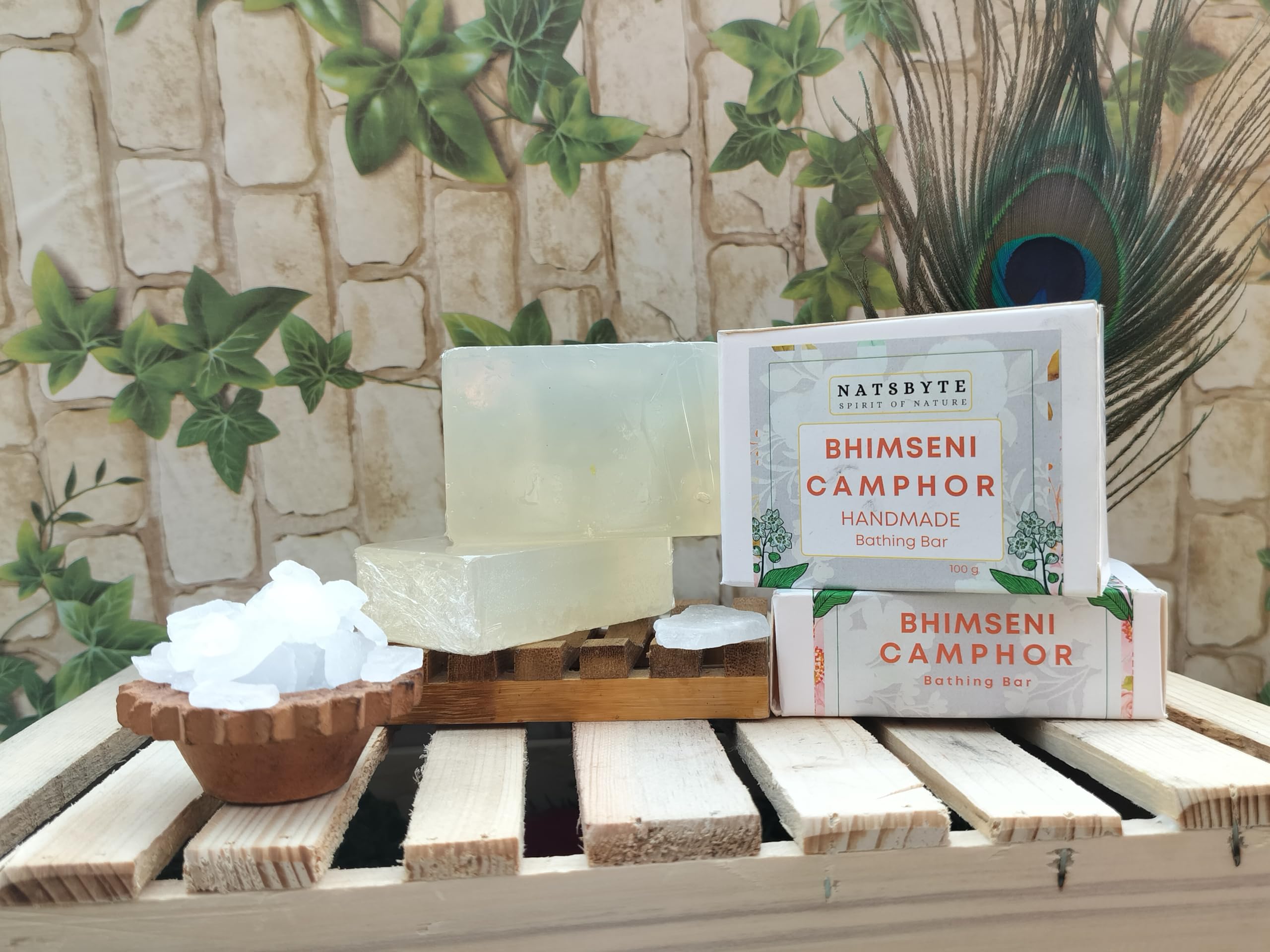 NATSBYTE Organic Camphor Bath Soap - 100% Natural Handmade Chemical-Free Soap for Men & Women (Pack of 2) | Gentle Cleansing for Sensitive Skin, Relaxing Aromatherapy Bath & Shower, Perfect for Daily Skincare Routine