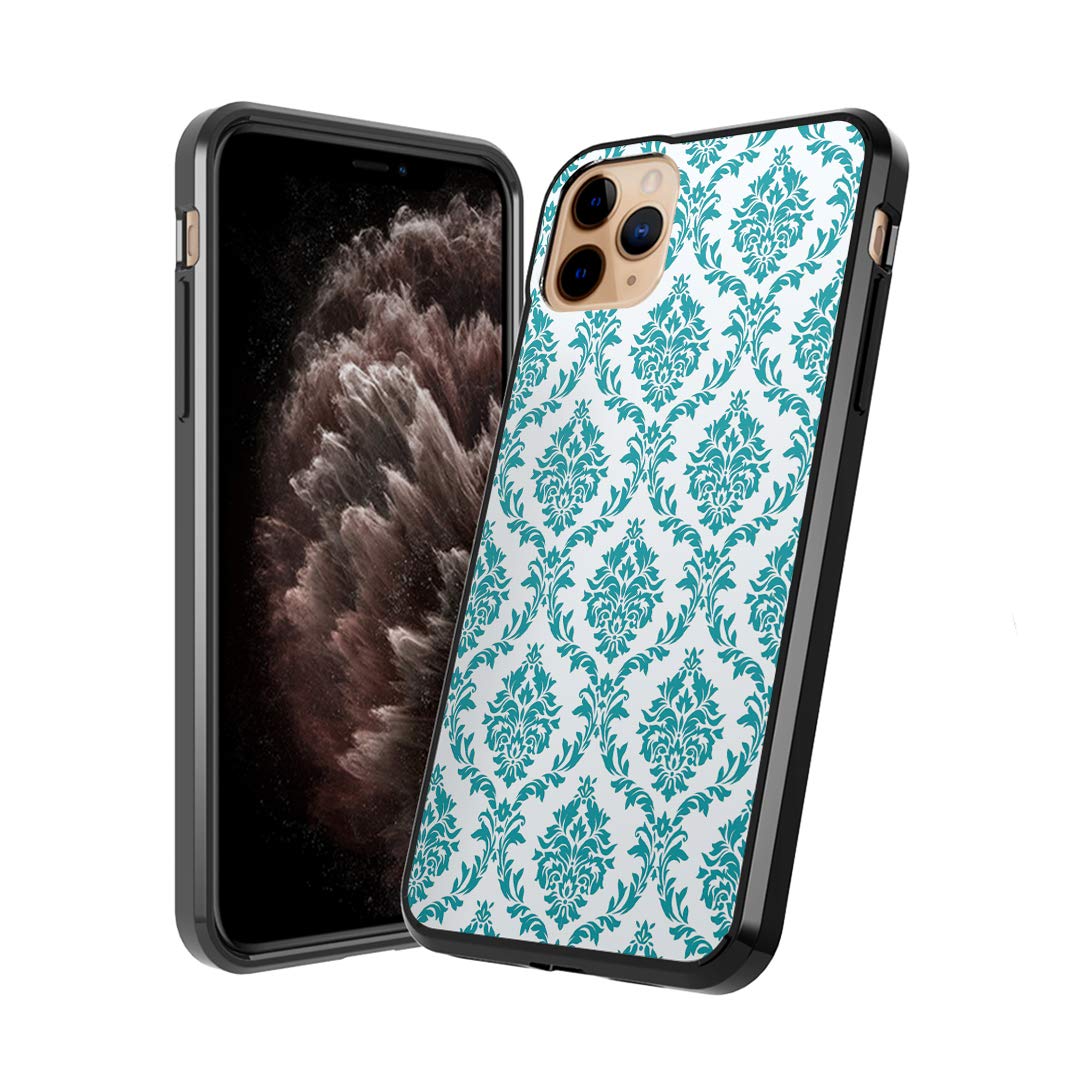 **Moriko Cute Fusion Gel Case for iPhone 11 Pro – Anti-Scratch, Slim & Soft Grip Protective Cover (Blue Floral Damask) – Perfect for Everyday Use, Travel & Style**