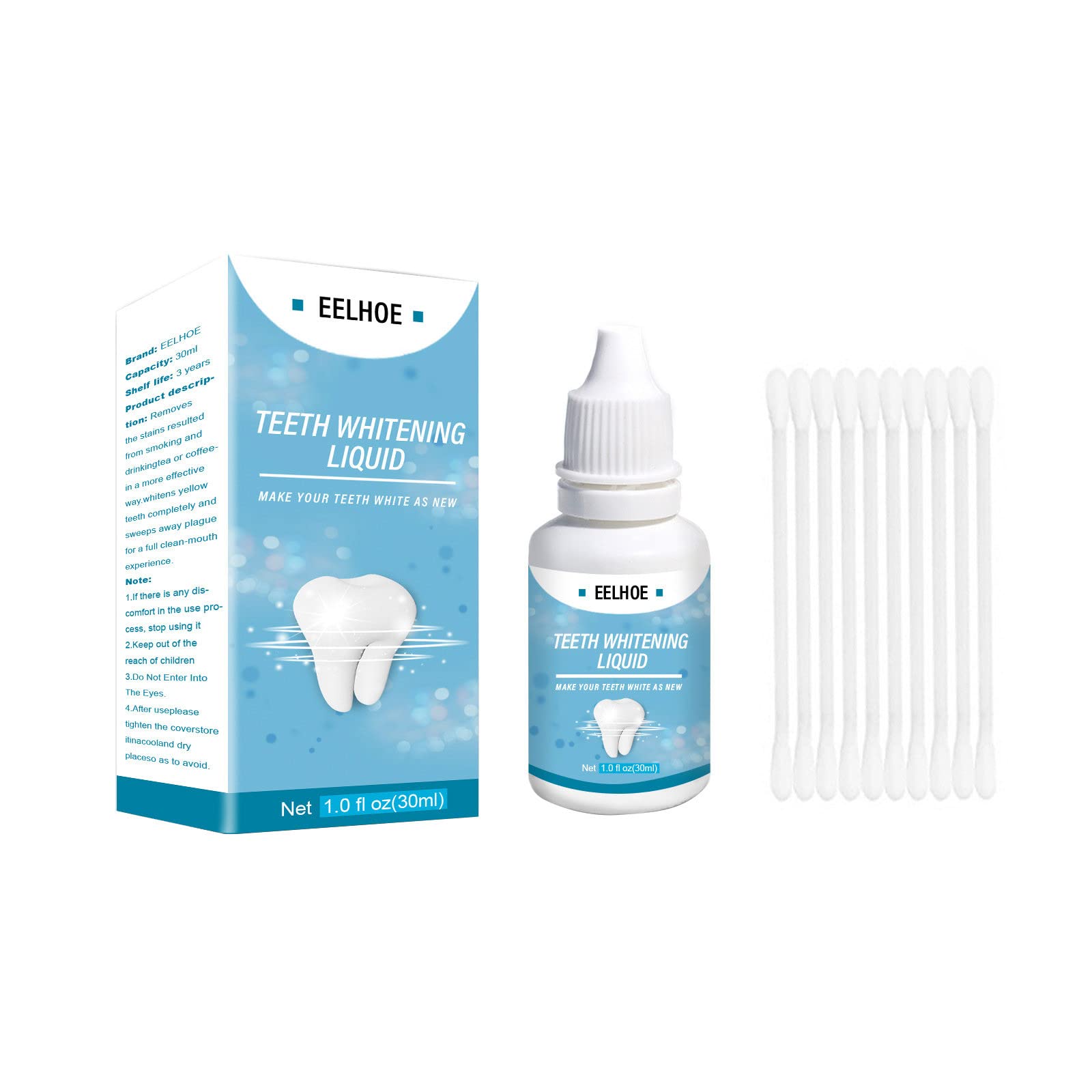 Naladoo 3D Teeth Whitening Kit - Teeth Cleaning Liquid, Oral Serum for Plaque Removal & Stain Whitening, 30ml, Sensitive Mouthwash (White, One Size) - Perfect for Daily Oral Care & Bright Smile at Home or Travel