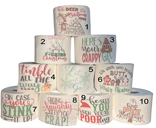 Funny Christmas Toilet Paper - 10 Hilarious Holiday Designs | Novelty Gag Gift for Friends & Family | Perfect for White Elephant Parties, Stocking Stuffers & Christmas Pranks