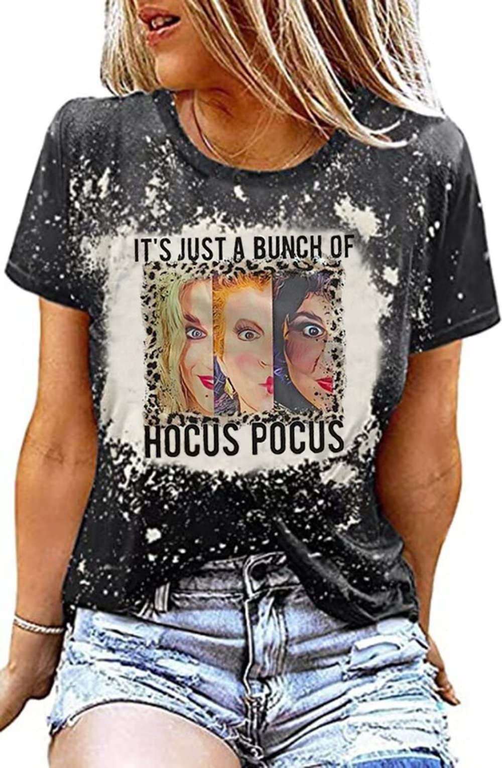 Sanderson Sisters Halloween T-Shirt for Women | Hocus Pocus Horror Movie Tee | Fall Casual Short Sleeve Top | Perfect for Halloween Parties, Movie Nights & Spooky Season Outfits