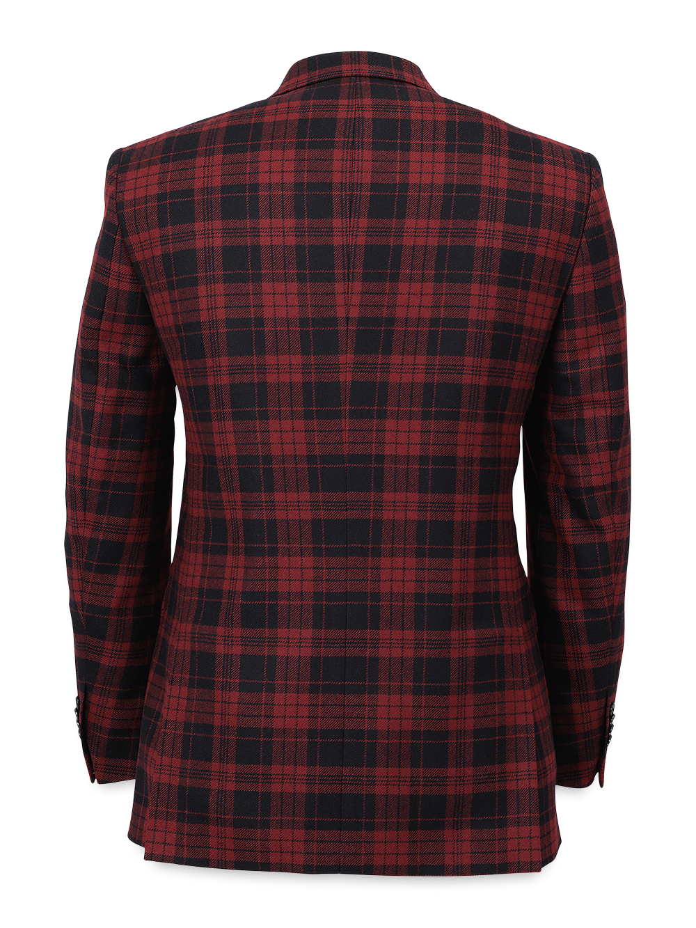 Men's Wool Plaid Single Breasted Notch Lapel Blazer Jacket - Black & Red Checkered Pattern - Perfect for Business Casual, Office Wear & Winter Fashion
