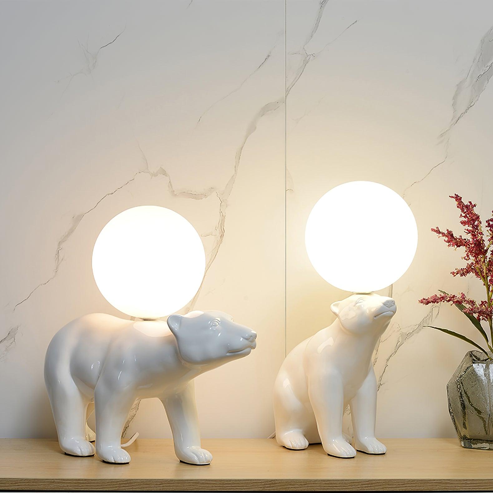 Polar Bear Table Lamp - Cute & Modern Night Light for Kids Room, Nursery, or Bedroom Decor - Perfect for Reading, Relaxing, and Creating Cozy Atmosphere