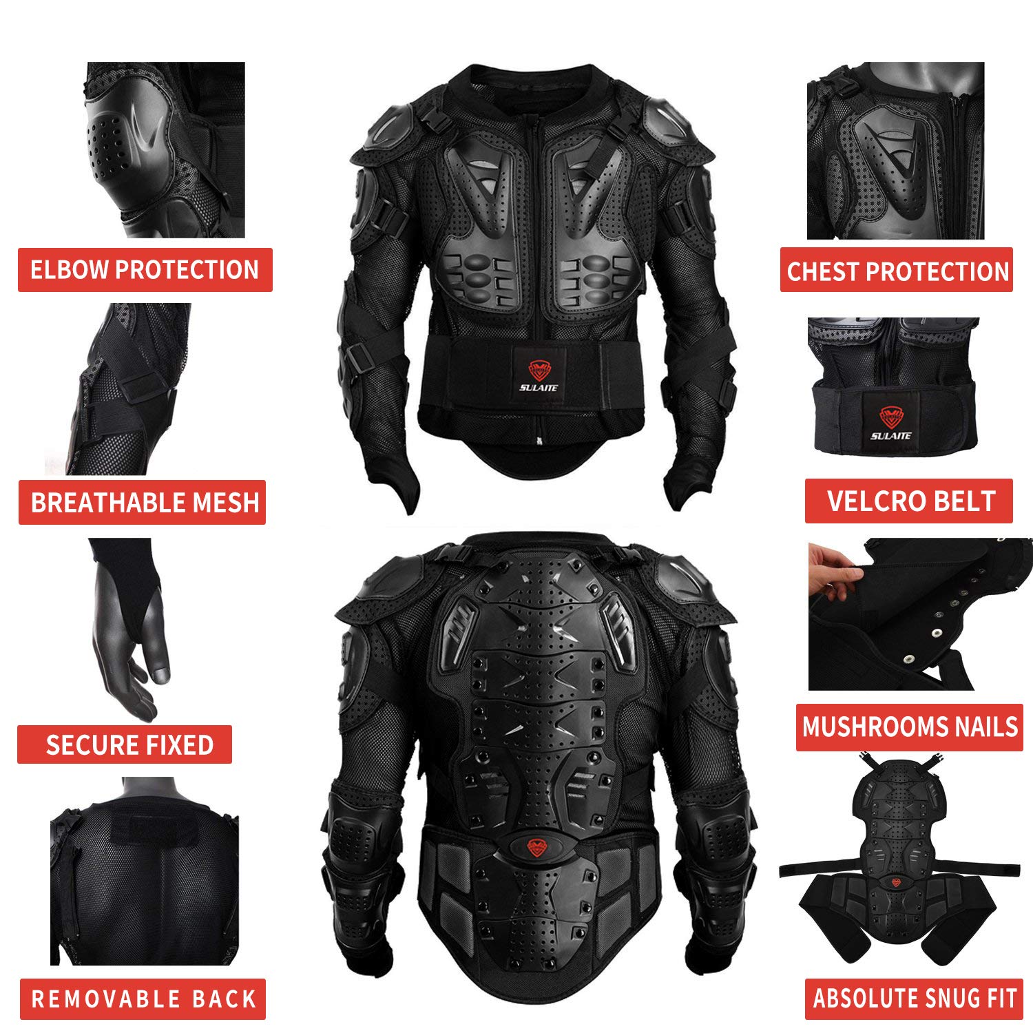 Men's Motorcycle Armor Jacket XL - Motocross & MTB Racing Protection