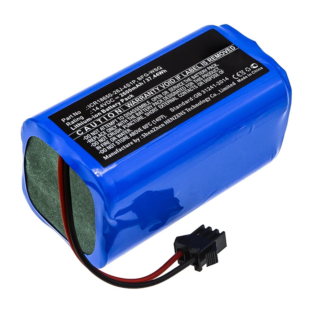 Synergy Digital Replacement Vacuum Cleaner Battery - 14.4V 2600mAh Li-ion Battery Compatible with Ecovacs BFG-WSQ Model | Perfect for Home Cleaning, Pet Hair Removal & Car Detailing