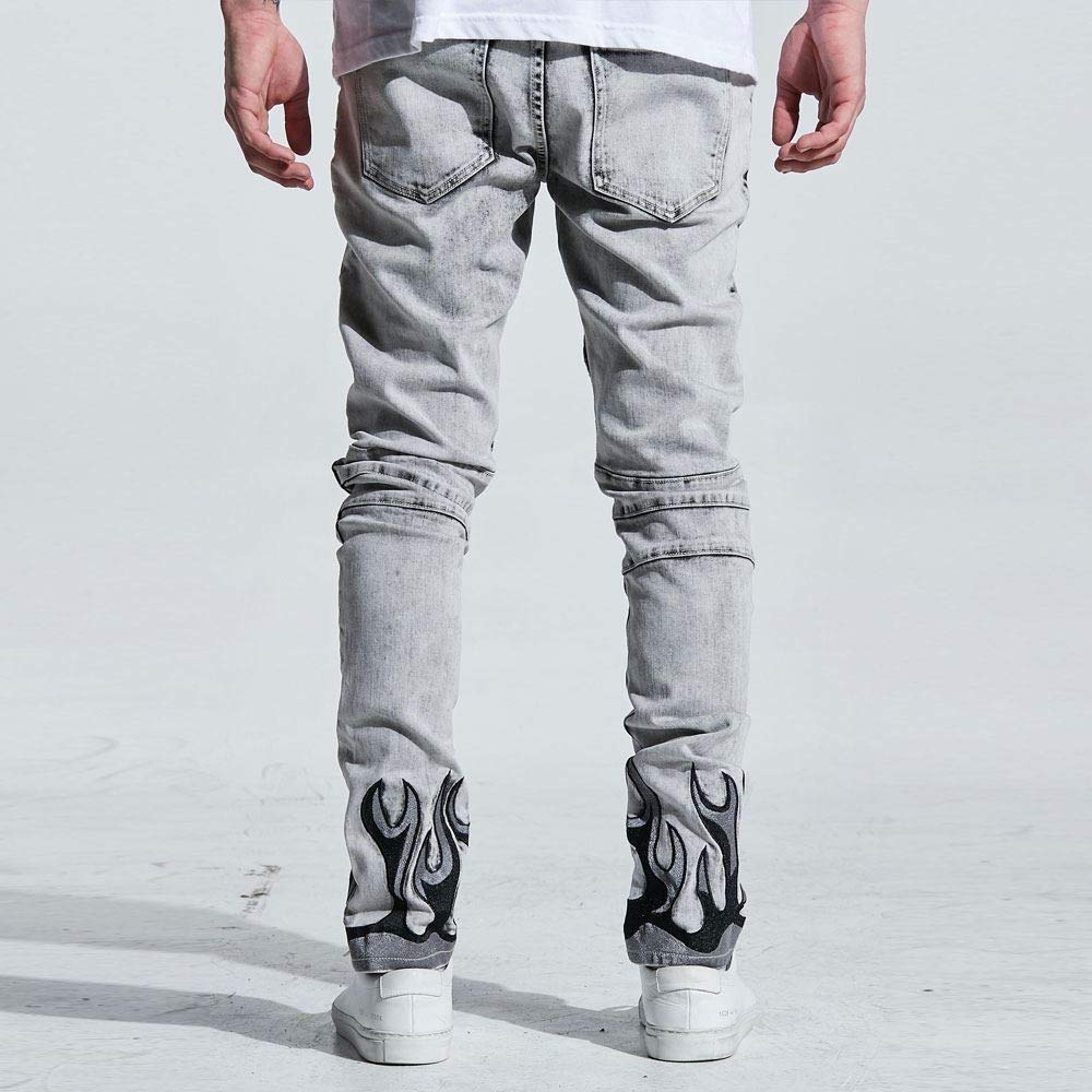 Embellish La Flame Biker Denim Jeans - Acid Bleached Wash Distressed Skinny Jeans for Women | Perfect for Motorcycle Riding, Streetwear & Casual Outfits