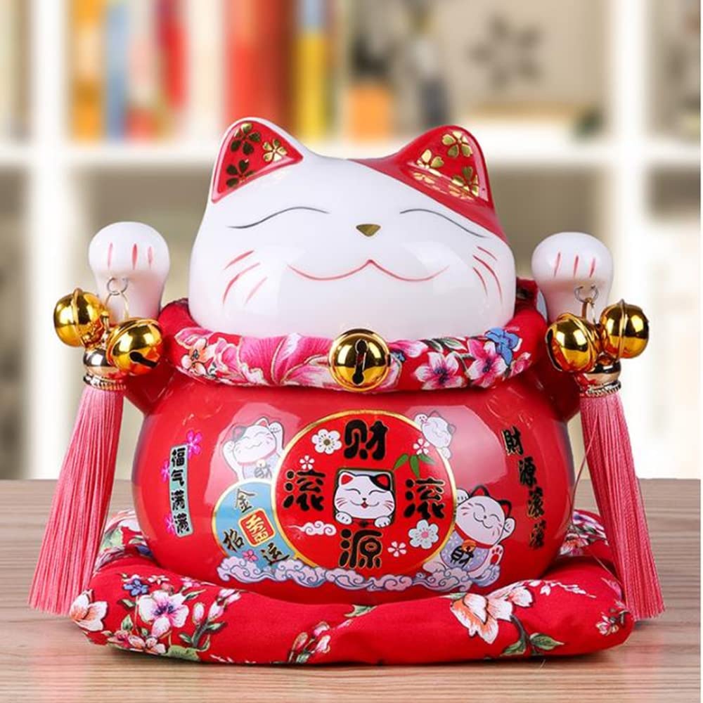 6 Inch Lucky Fortune Cat Rocker Decoration - Feng Shui Wealth & Prosperity Ornament for Home, Office, Gift Giving