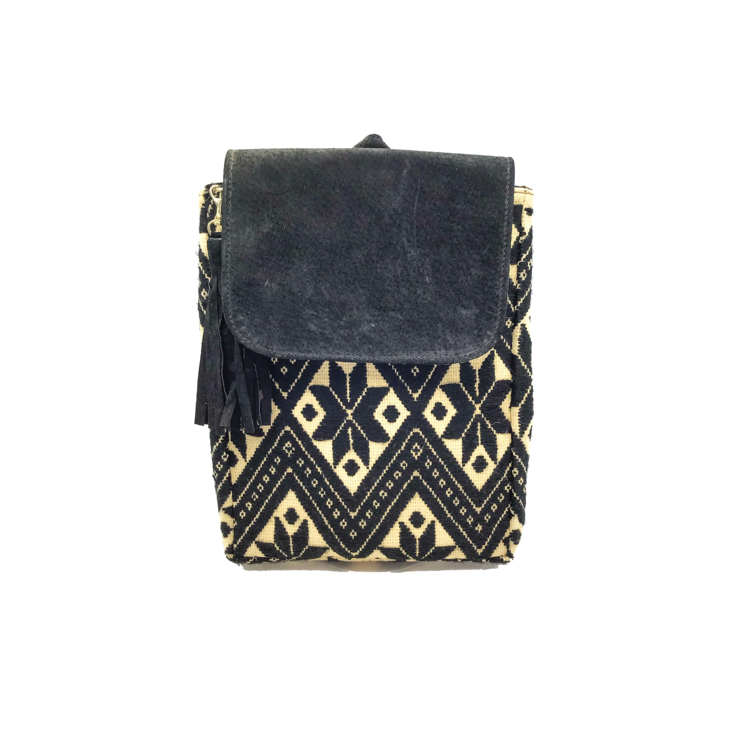 Handmade 'María' Leather Backpack with Mexican Embroidery - Unique Black Artisan Bag by Jühue Artesanal | Perfect for Travel, Work & Everyday Use | Made in Mexico