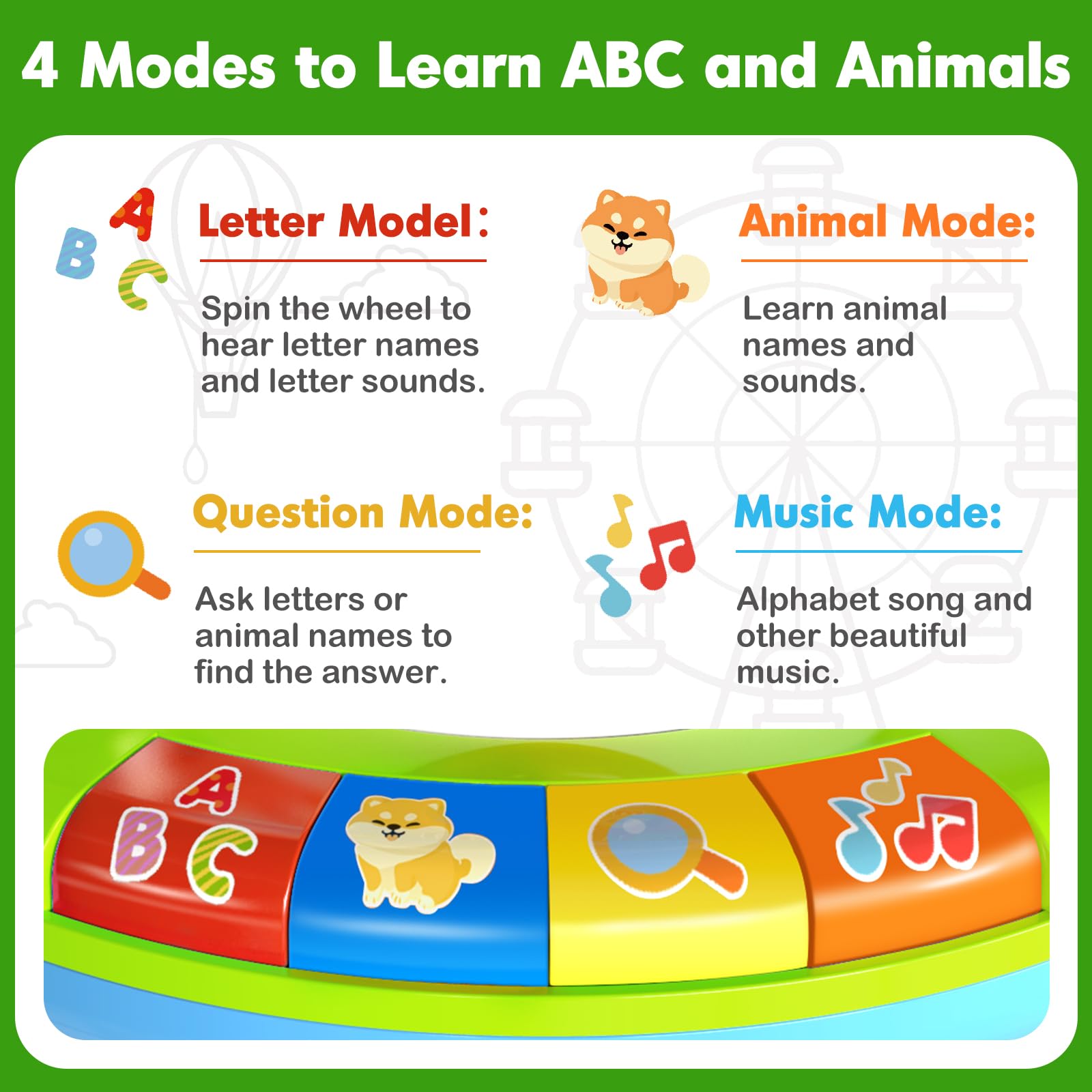 Musical Alphabet Zoo Toy for Toddlers 1-3 Years - Learning Gift for Boys & Girls - Perfect for Birthday & Christmas