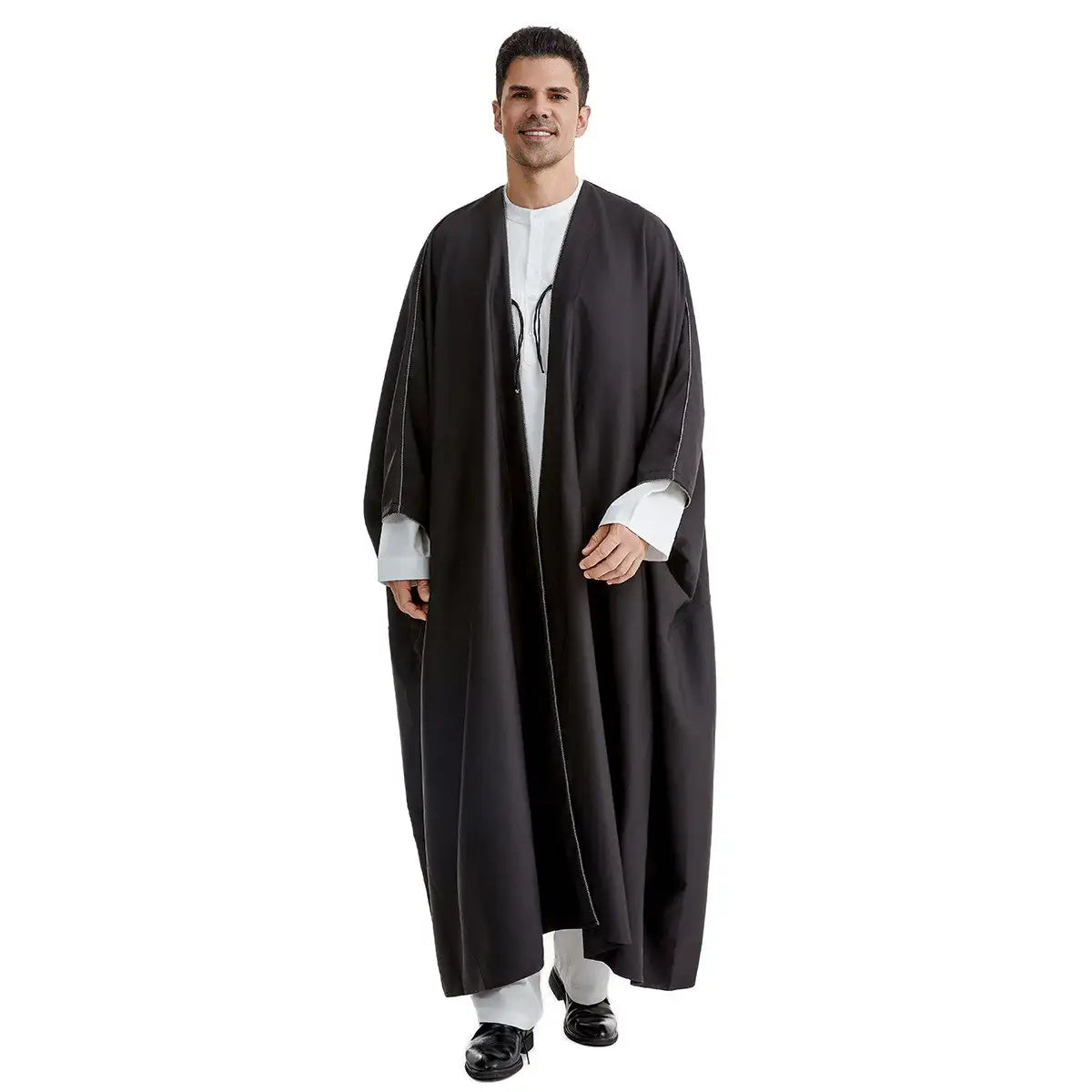 Premium Saudi Men's Bisht - Thick Fabric Abaya in Black, Beige, Coffee & Tan | Traditional Arabic Robe for Weddings, Eid & Special Occasions