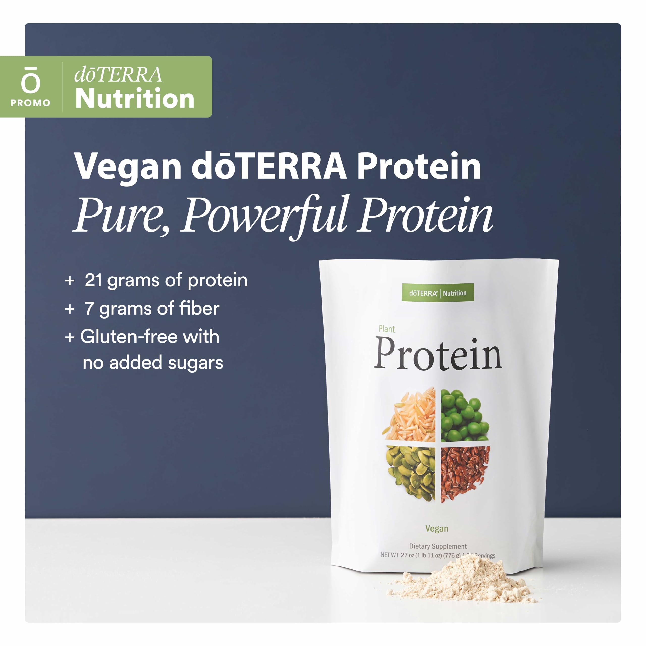 doTERRA Vegan Protein Powder - Plant-Based Protein Supplement for Muscle Recovery & Energy Boost | Ideal for Smoothies, Baking & Post-Workout Nutrition