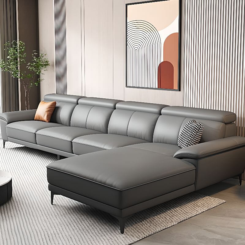 L-Shaped & Straight Sectional Sofa with Chaise Lounge - Right-Hand Facing Modern Living Room Furniture for Small Spaces & Home Theater Seating