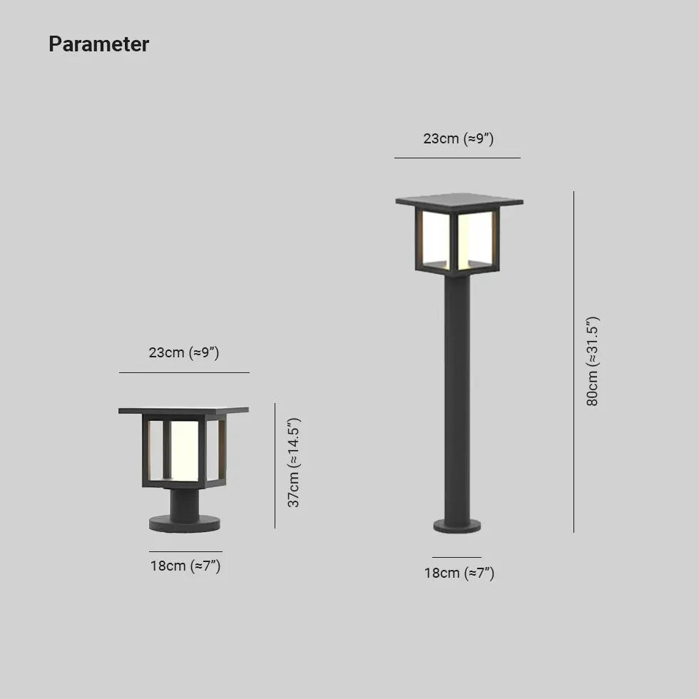 Square LED Lantern Outdoor Bollard Lights - Waterproof Solar Garden Lighting for Patio, Pathway, and Landscape Decoration