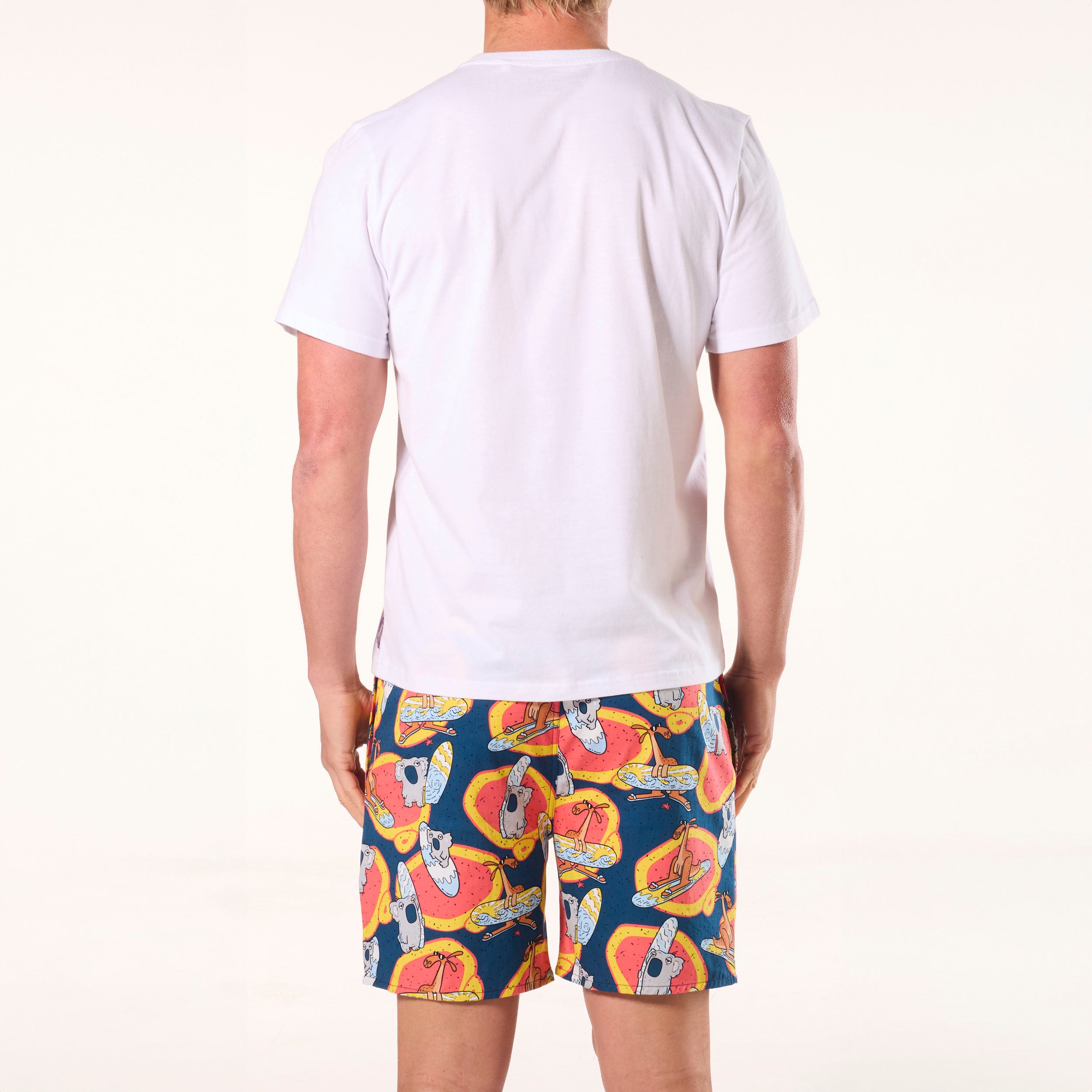 Men's Surfin' Koala & Roo Cotton Pajama Set - Soft & Comfortable Sleepwear for Men - Perfect for Lounging, Sleeping & Relaxing at Home
