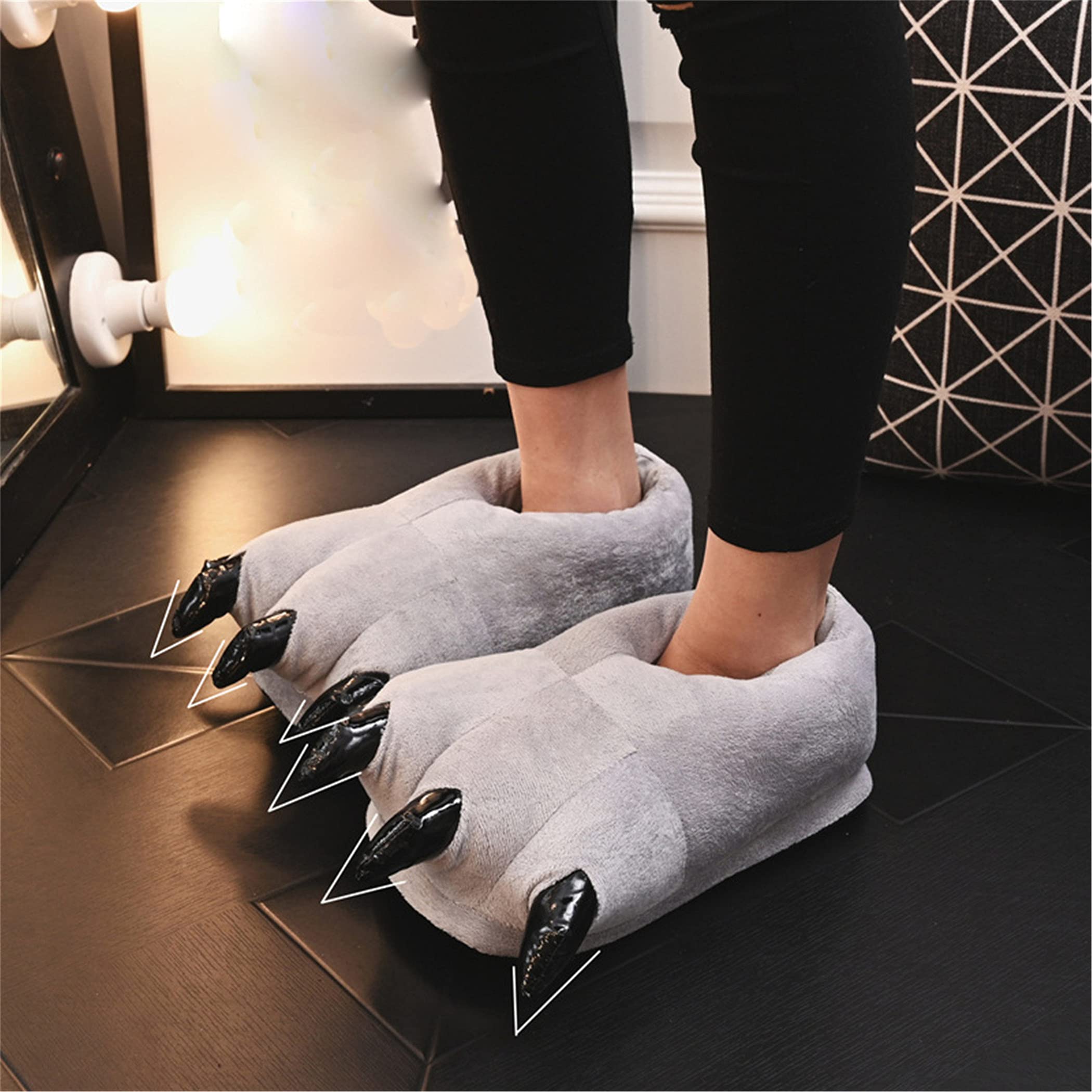 YILANLAN Unisex Plush Animal Paw Slippers - Dinosaur Claw Fuzzy Warm House Shoes for Men & Women | Cozy Indoor Winter Footwear for Home, Lounge & Gift Giving