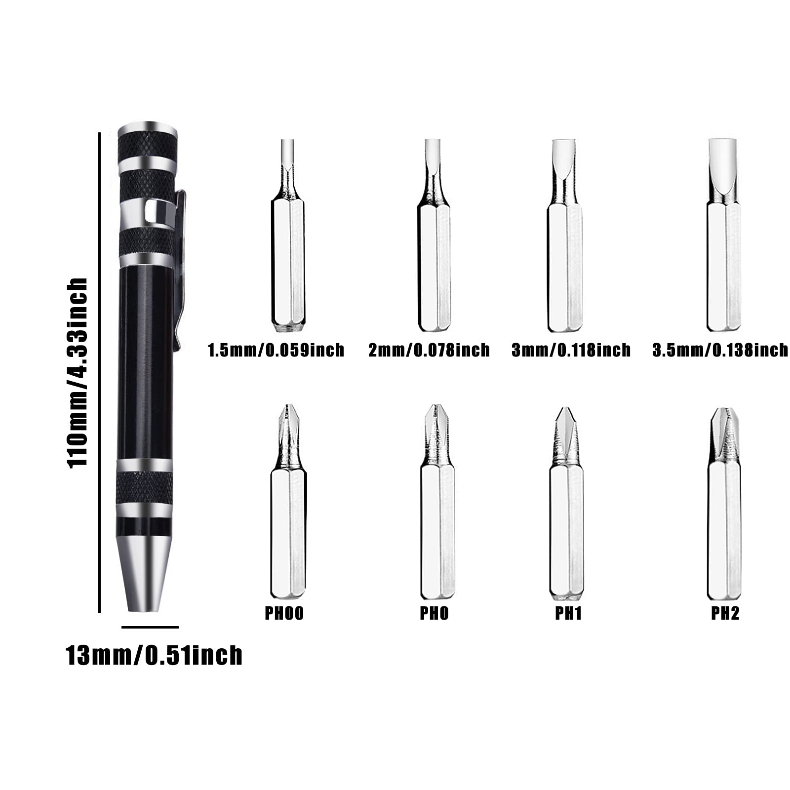 8-in-1 Mini Screwdriver Set with 8 Bits - Precision Repair Tool for Eyeglasses, Computers & Home DIY