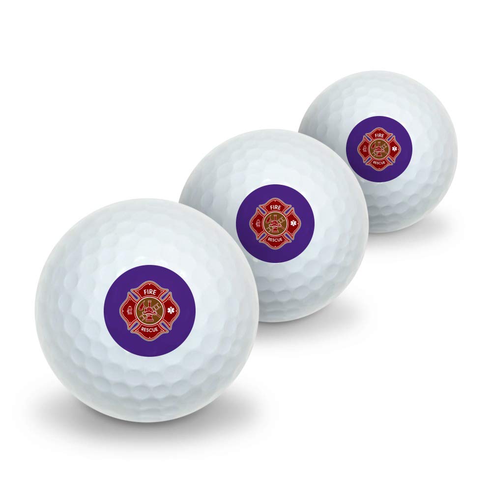 GRAPHICS & MORE Firefighter Fire Rescue Maltese Cross Novelty Golf Balls 3 Pack - Perfect for Golf Tournaments, Retirement Gifts & Firefighter Appreciation Events
