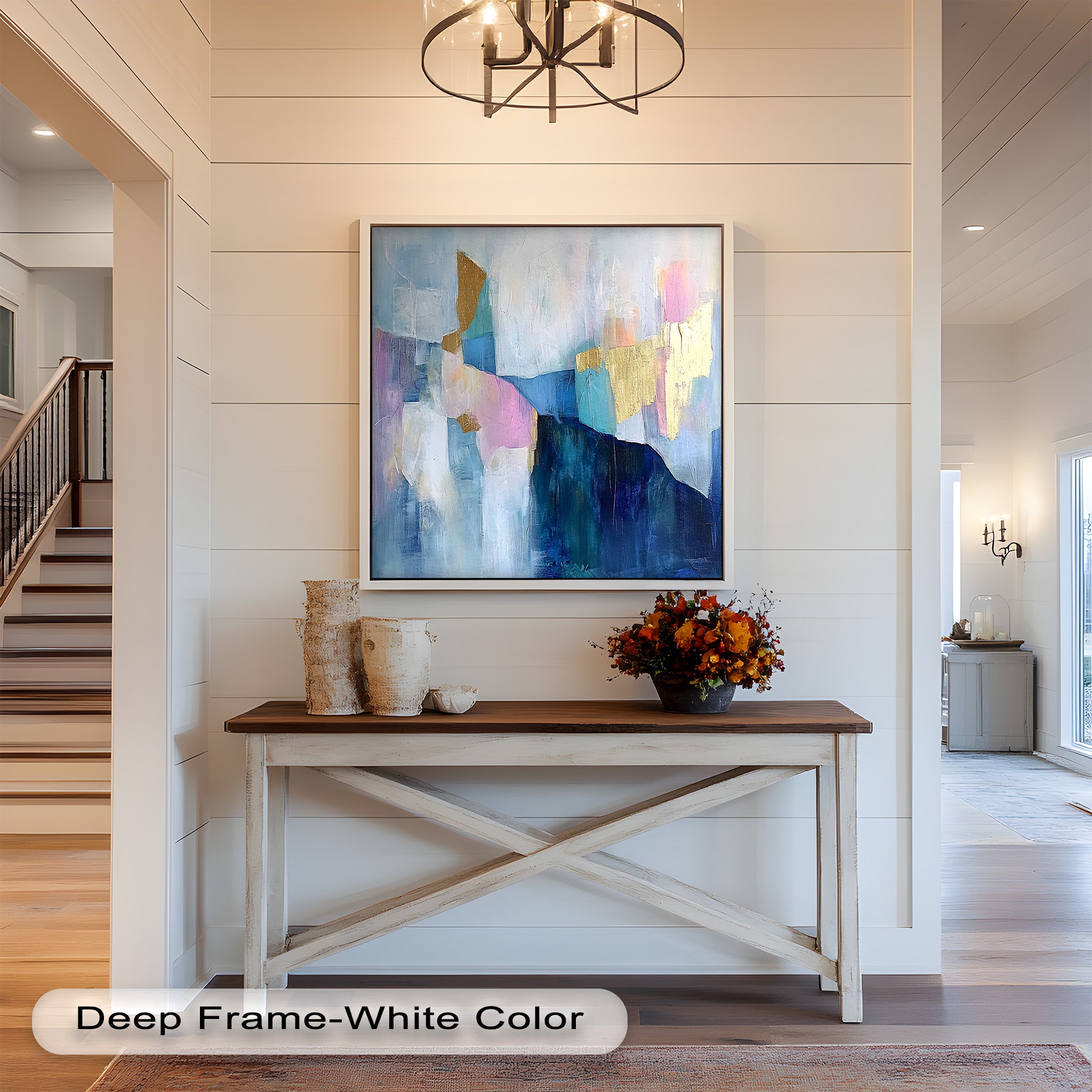 Blue Horizon Abstract - Modern Oil Painting on Canvas, Handmade Wall Art for Living Room, Bedroom & Office Decor