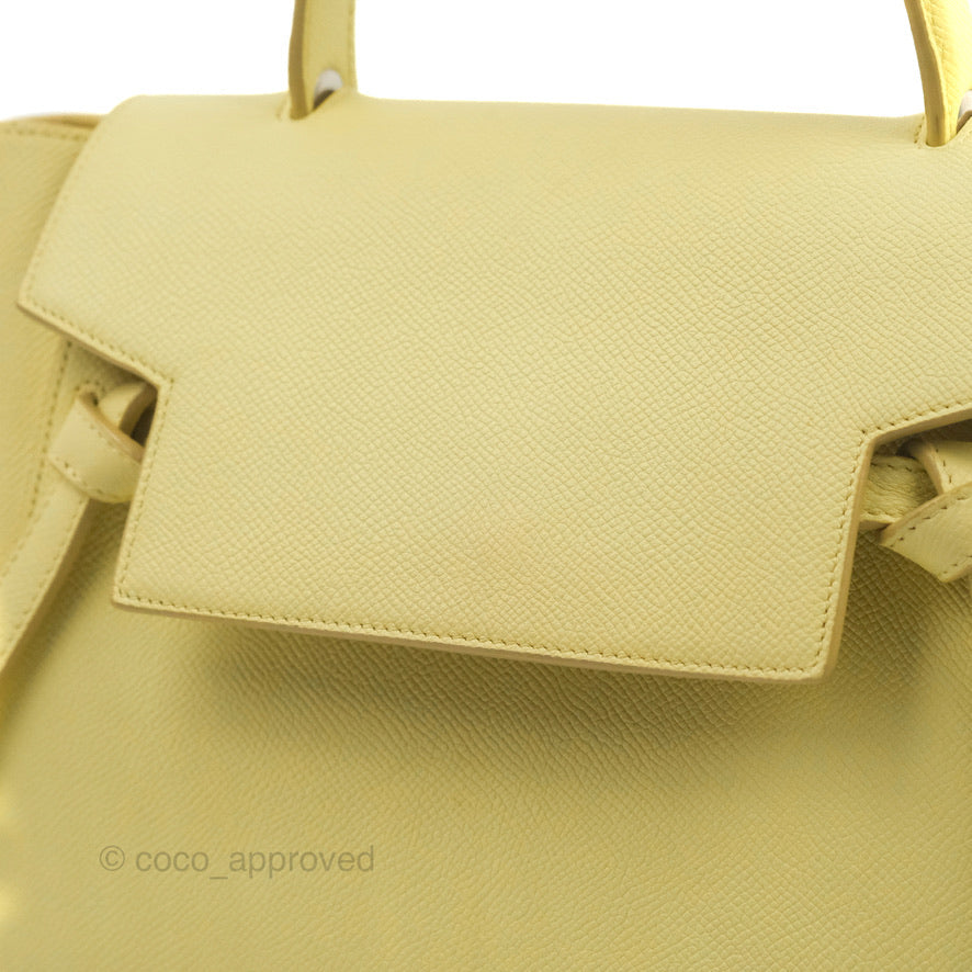 Celine Micro Belt Bag in Yellow Grained Calfskin with Silver Hardware - Perfect for Everyday Use, Work & Special Occasions