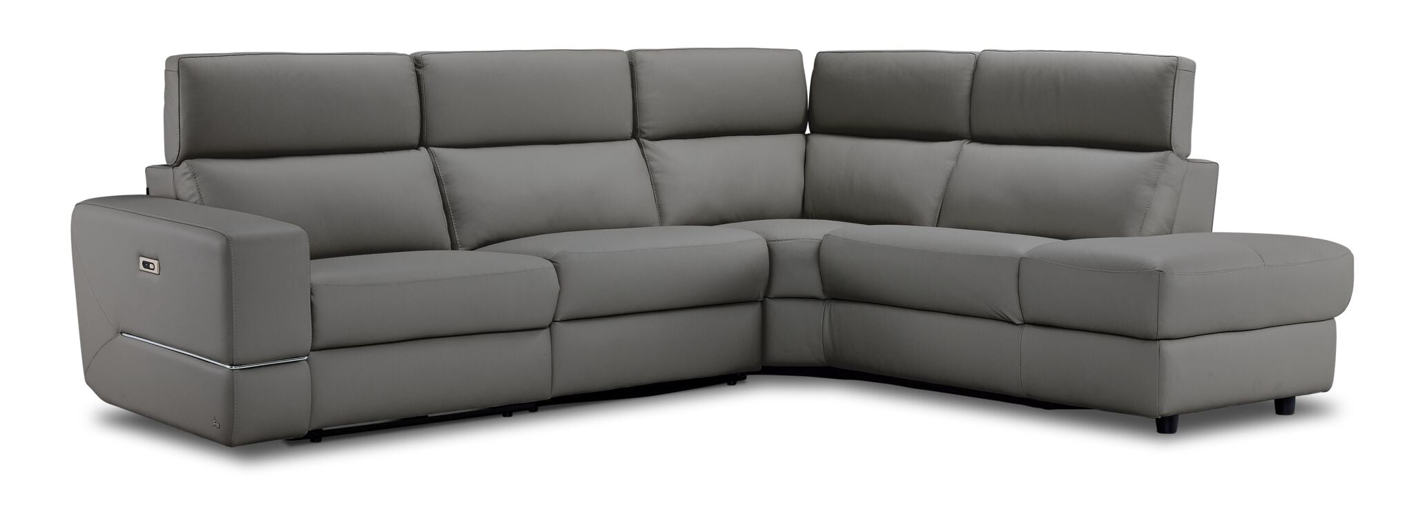 Bianca 3-Piece Power Reclining Sectional Sofa with Right Facing Chaise Lounge - Modern Grey Fabric Living Room Set for Movie Nights & Family Gatherings