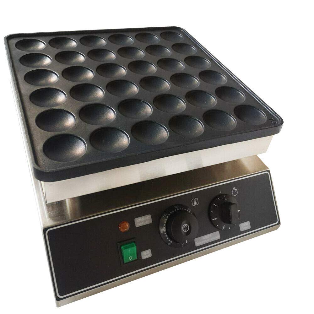 Nonstick 36-Hole Electric Dutch Pancake & Waffle Maker - Stainless Steel Rapid Heating Dorayaki & Muffin Machine with Timer (36x1.88
